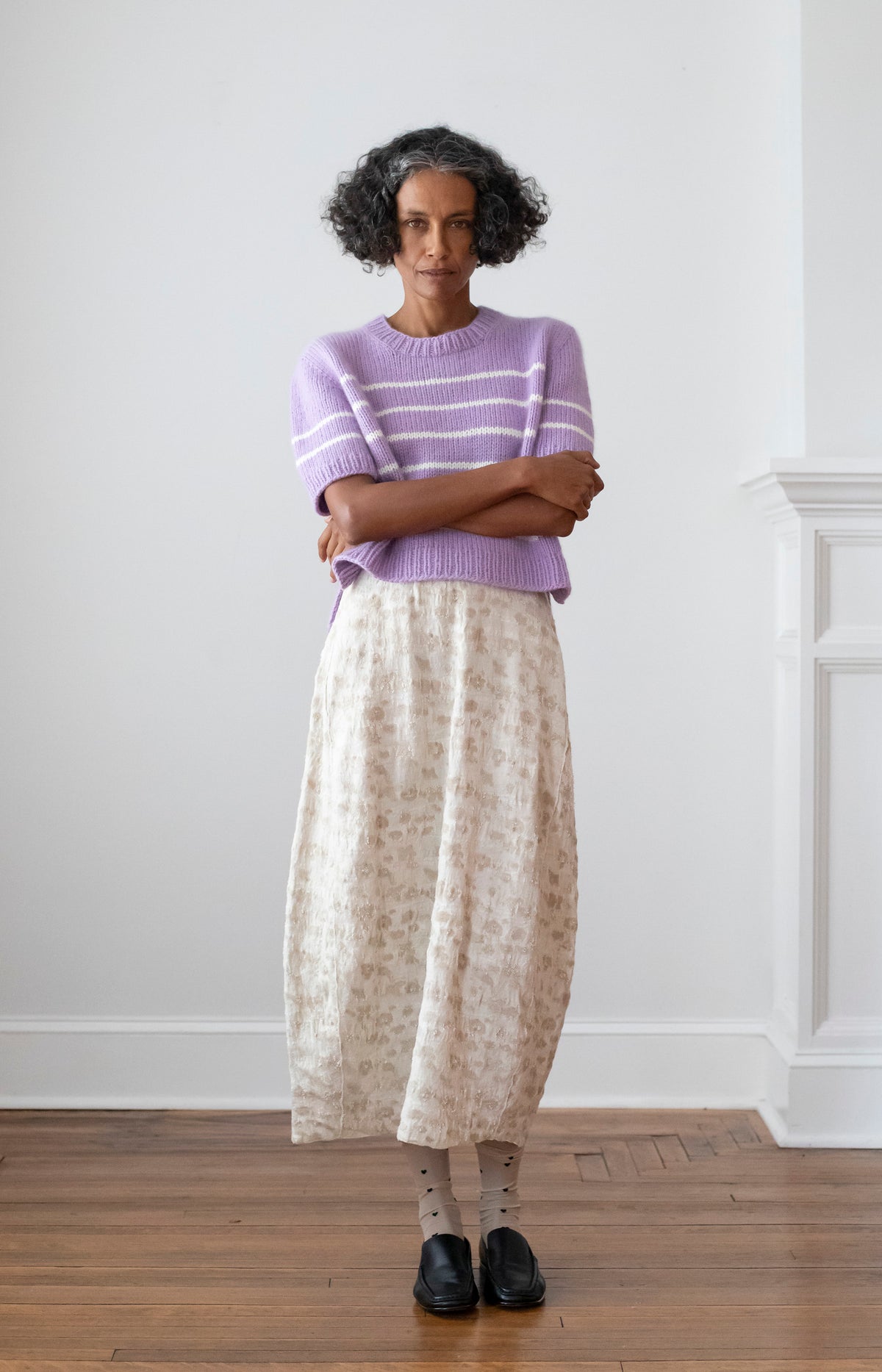Lilac & Ivory Striped Cashmere Sweater