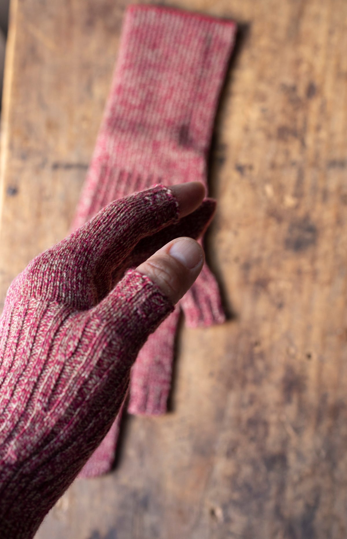 Red Mix Knit Gloves