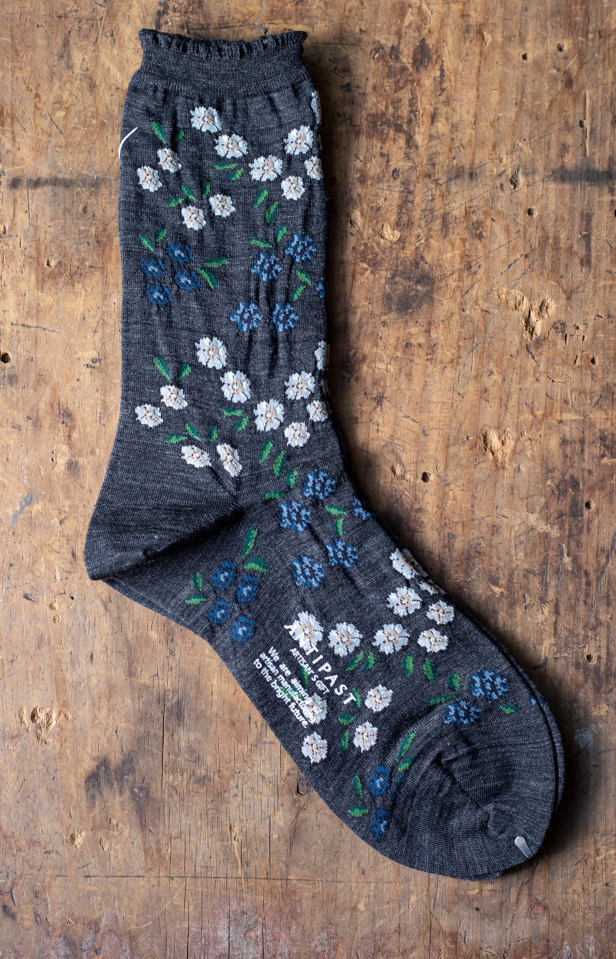 Charcoal Tiny Flowers Socks