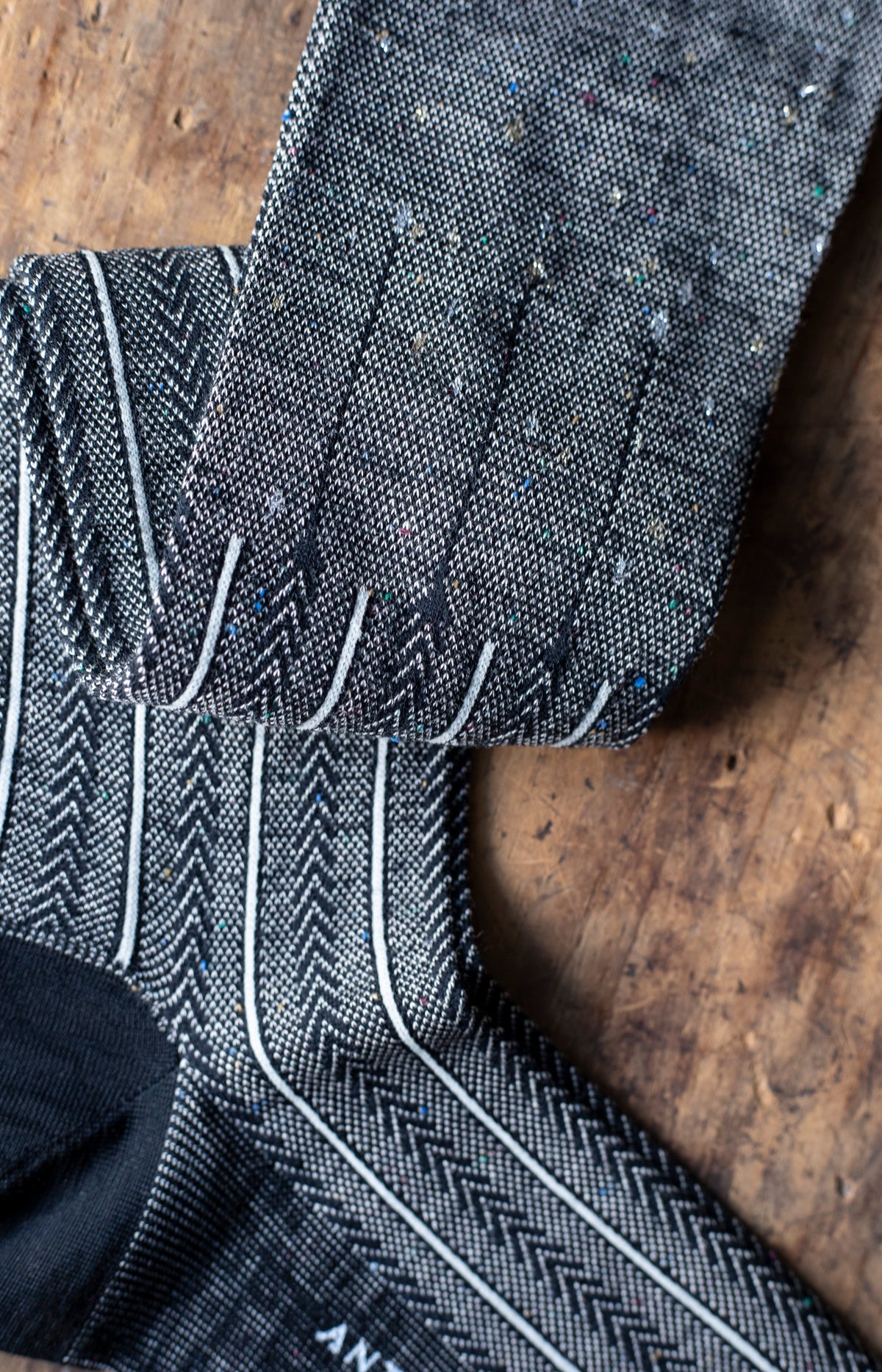 Black Herringbone Knee Socks