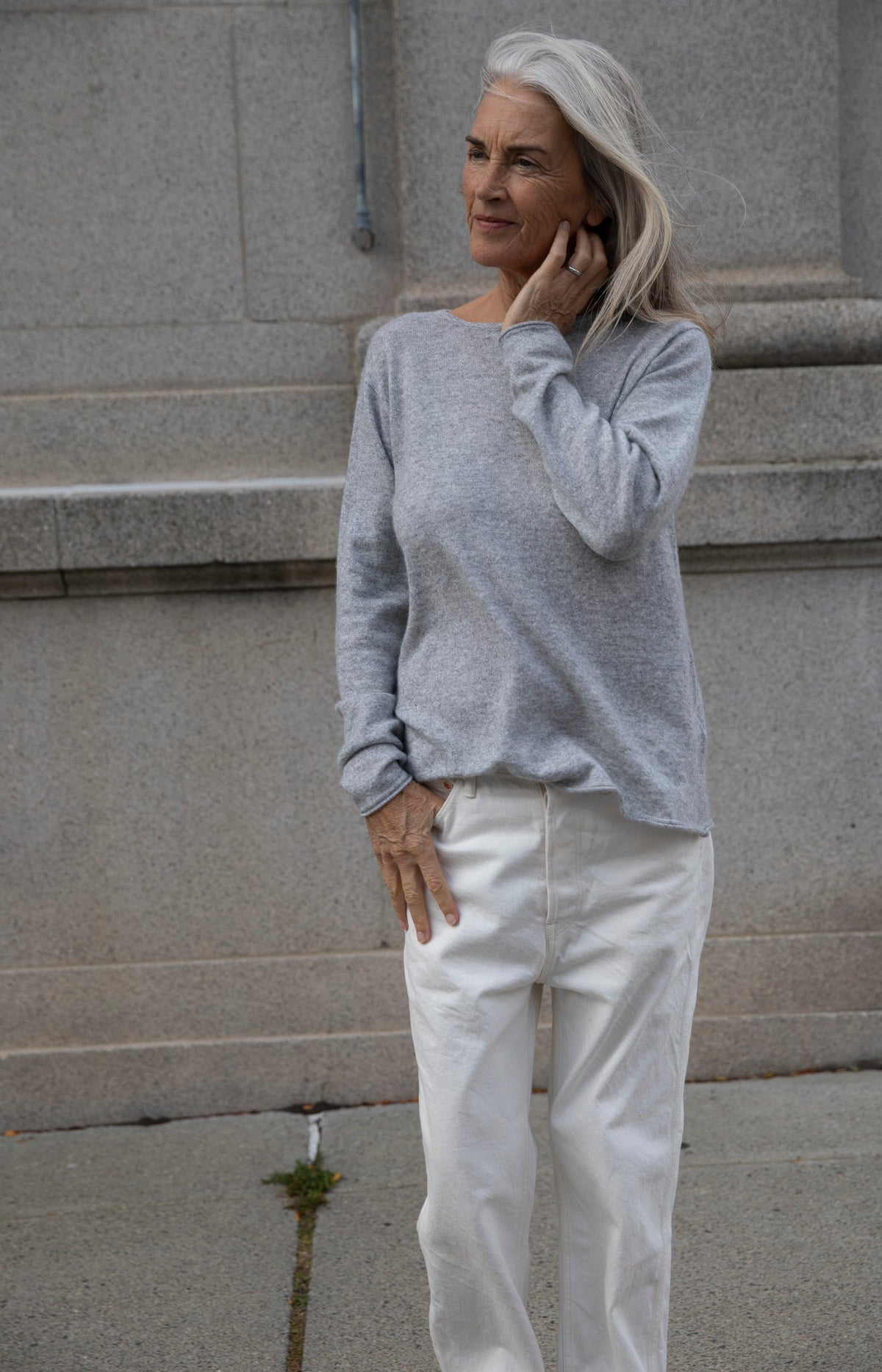 Grey Cashmere Linen Knit