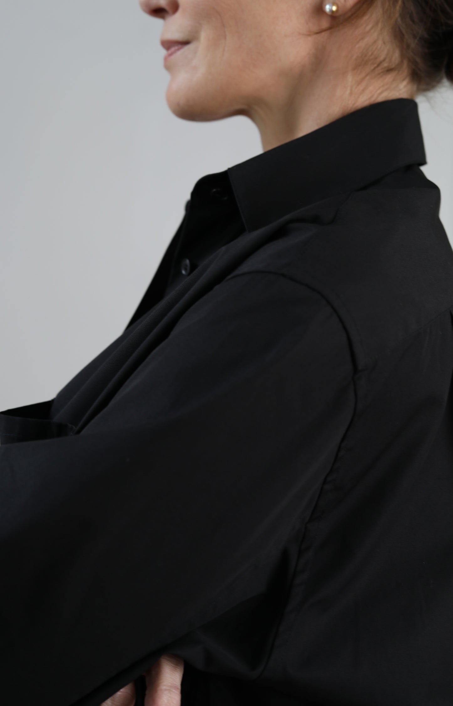Black Draping Oversized Shirt