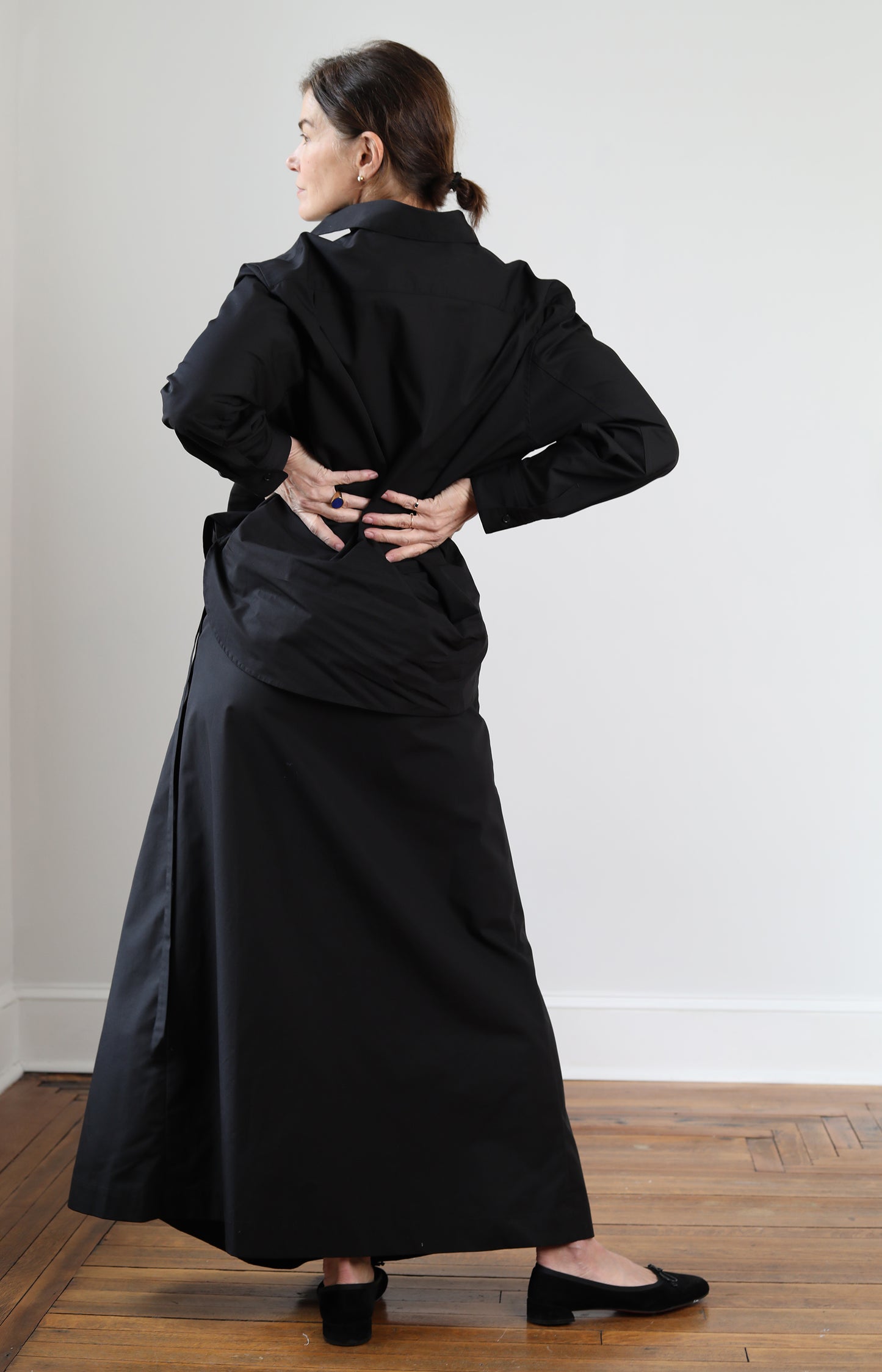Black Draping Oversized Shirt