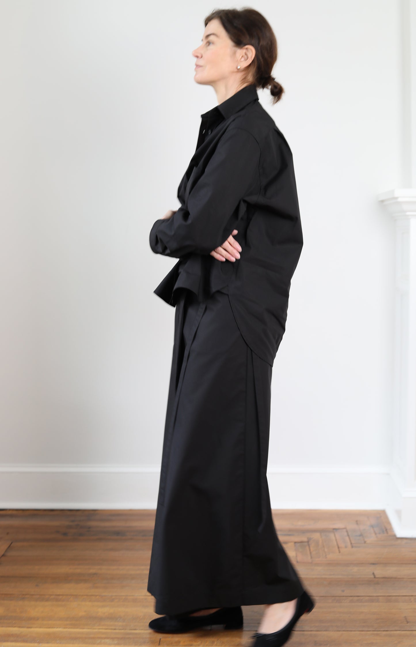 Black Draping Oversized Shirt