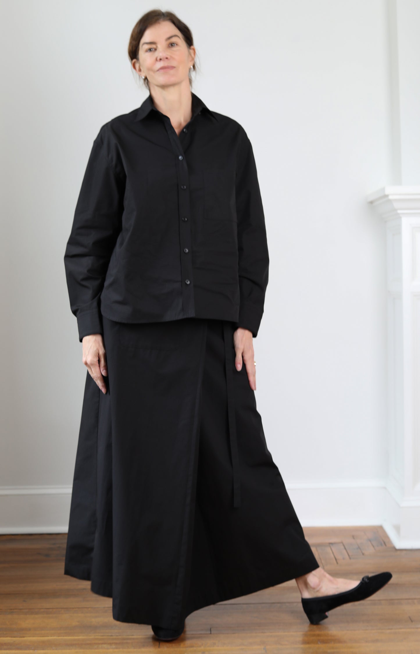 Black Draping Oversized Shirt