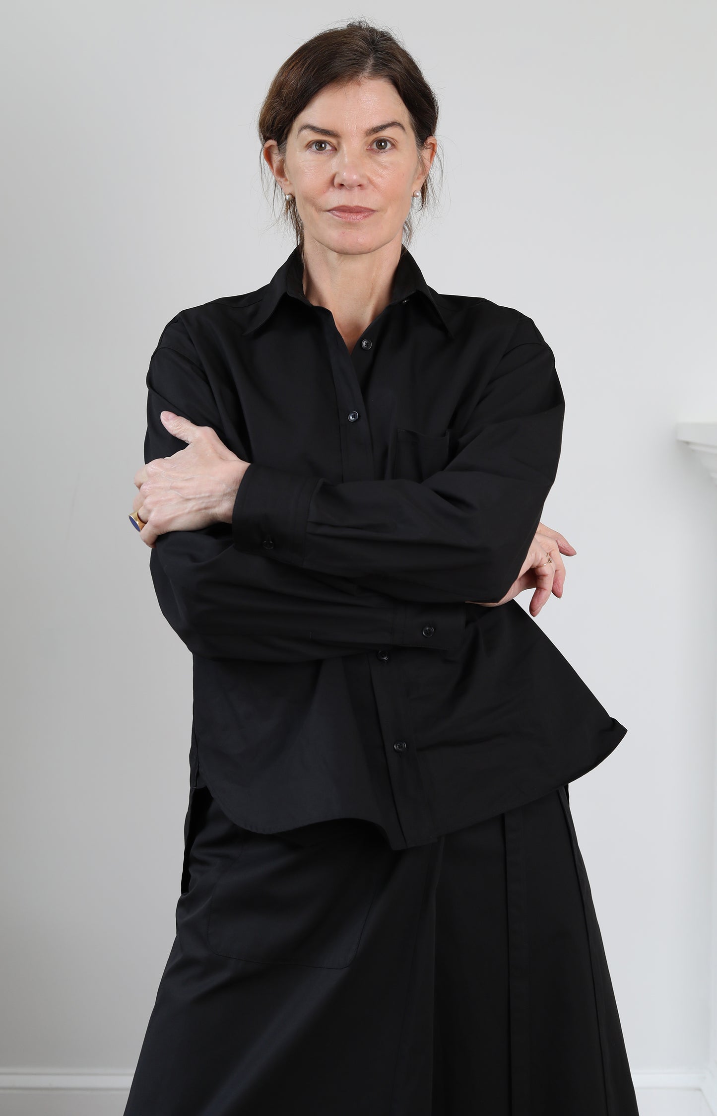 Black Draping Oversized Shirt