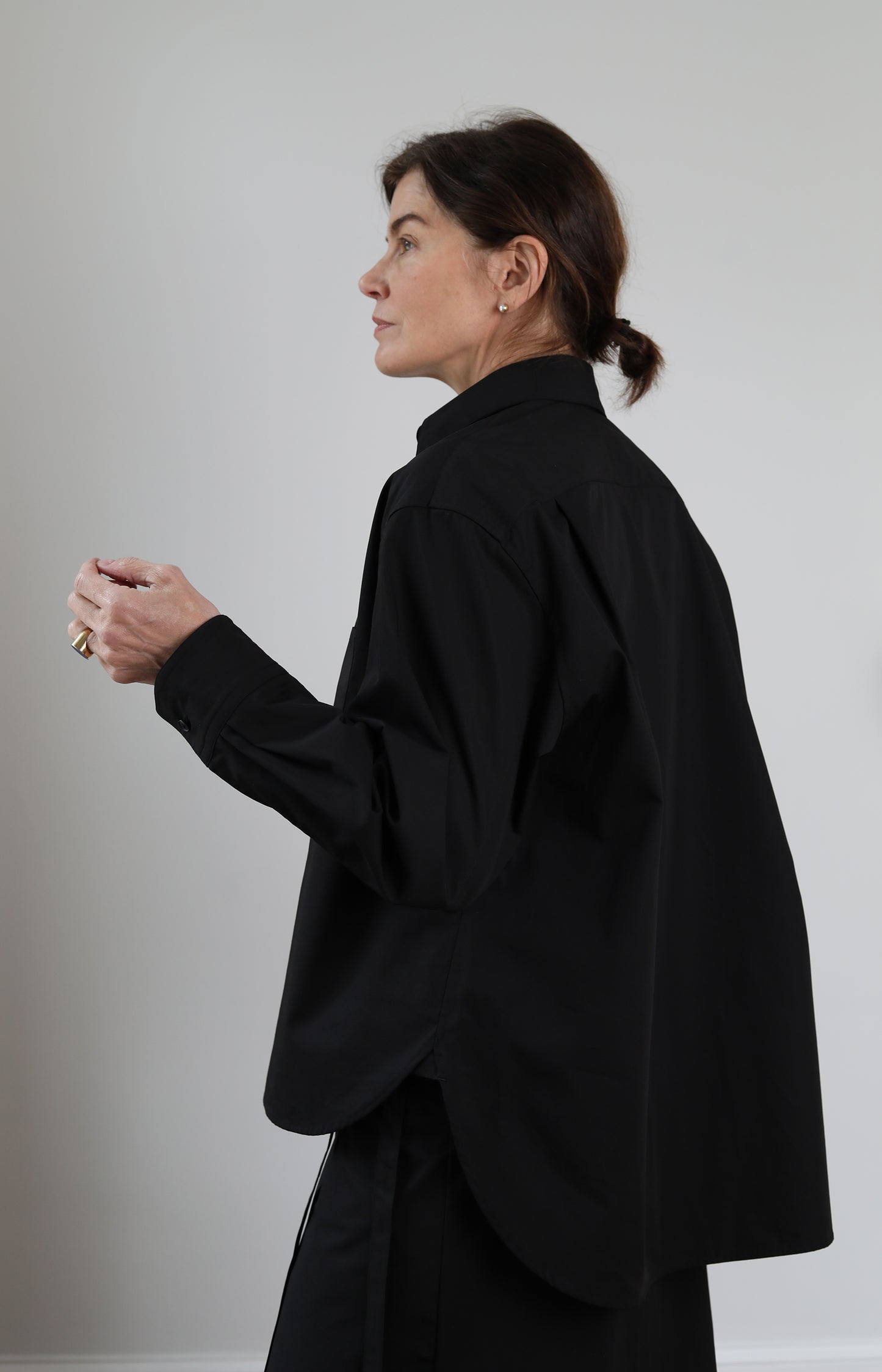 Black Draping Oversized Shirt