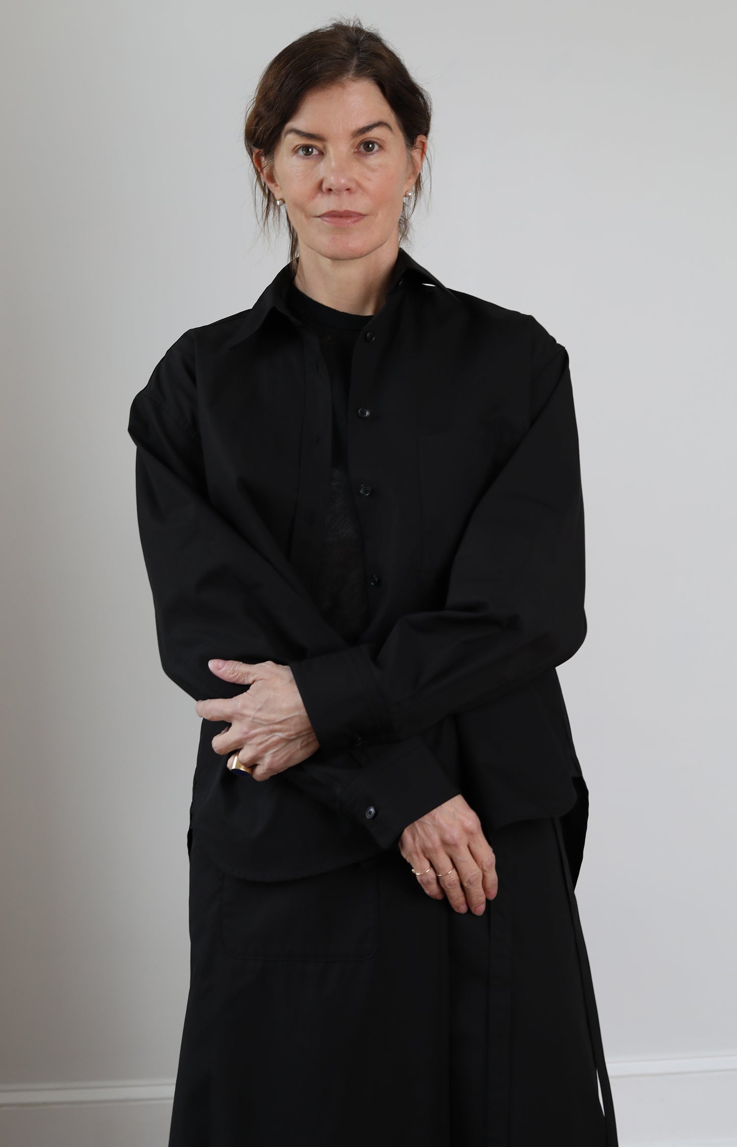 Black Draping Oversized Shirt