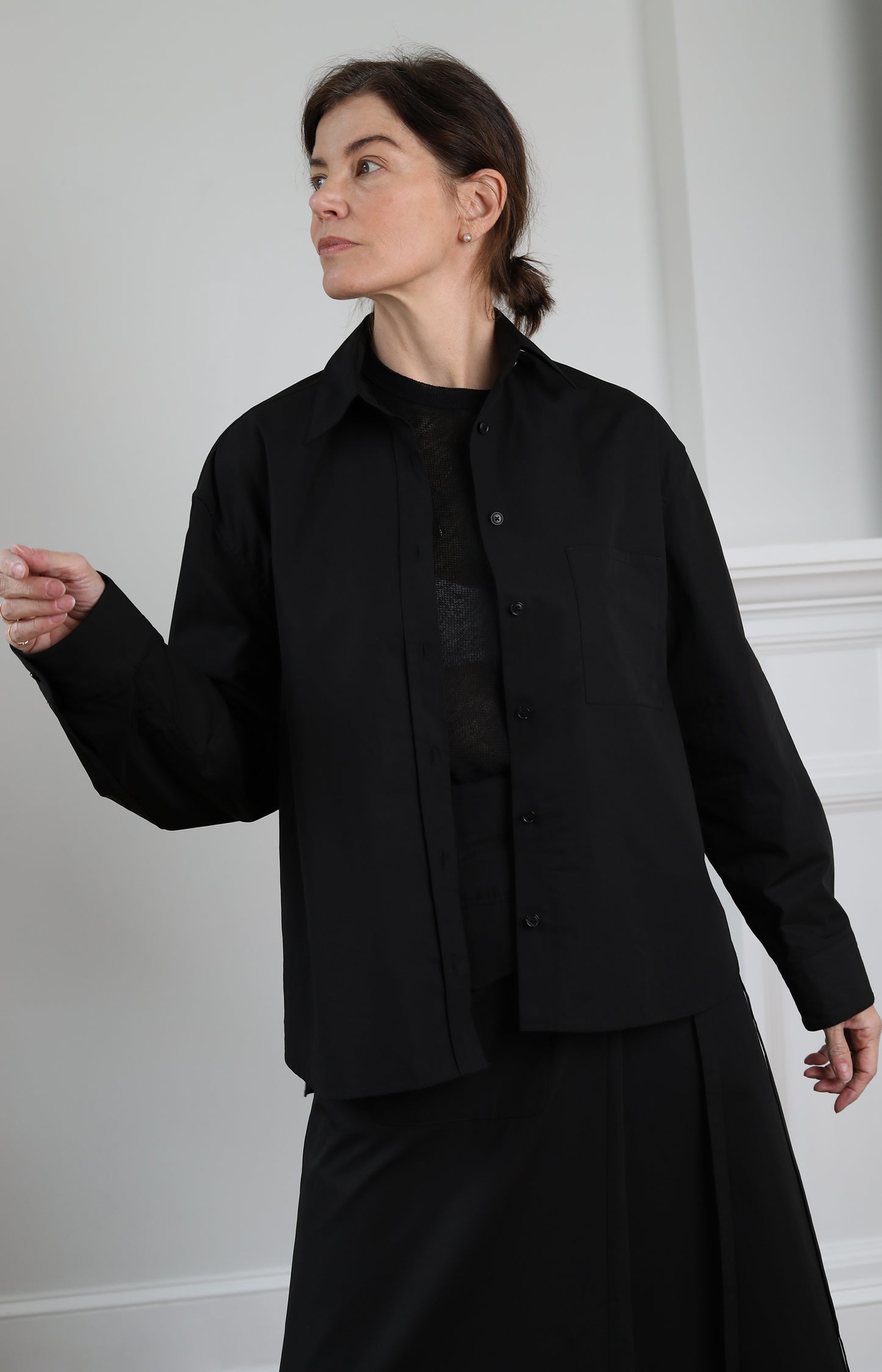 Black Draping Oversized Shirt