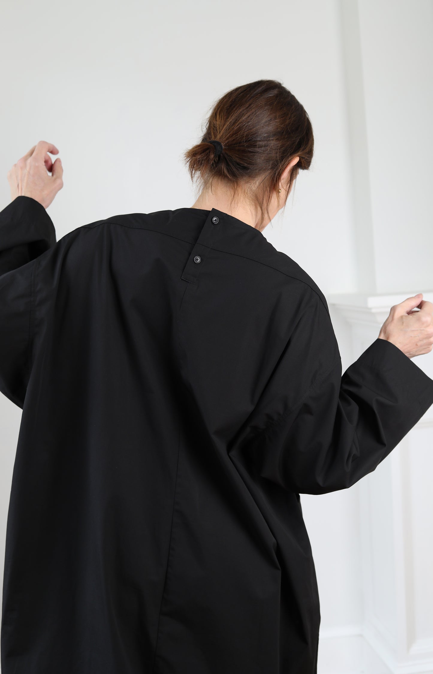 Black Draping Shirt Dress
