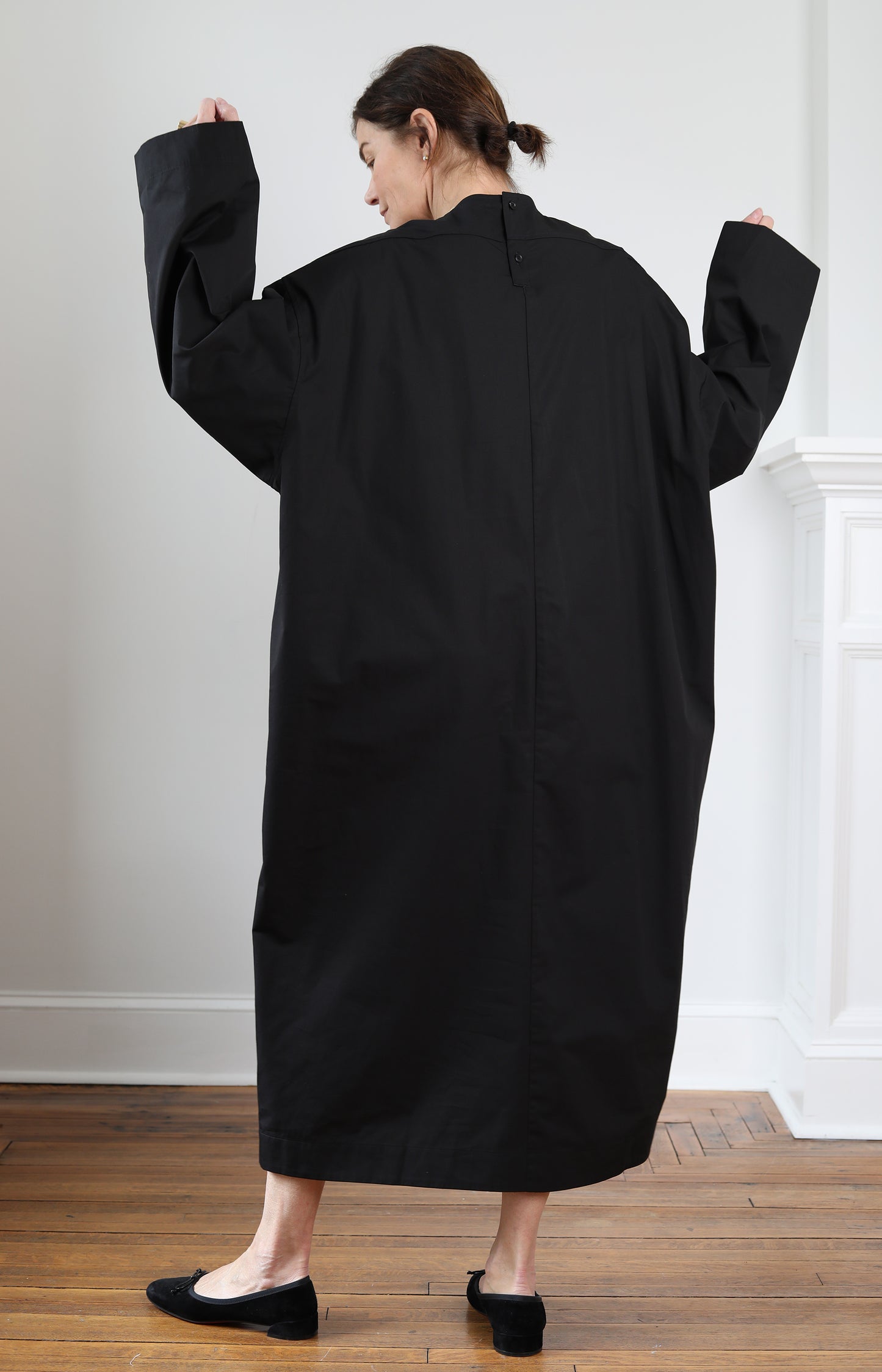 Black Draping Shirt Dress
