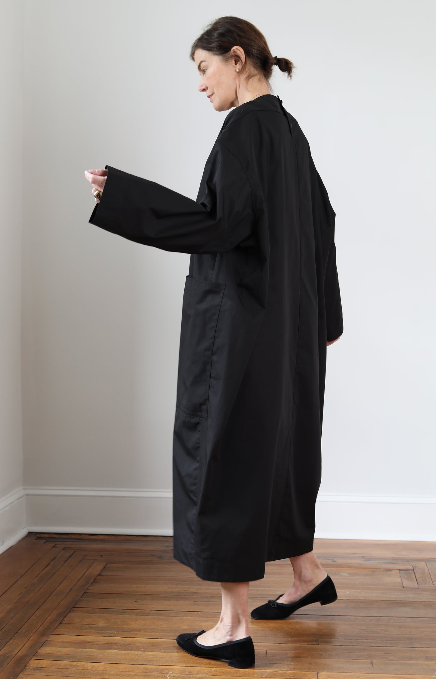 Black Draping Shirt Dress