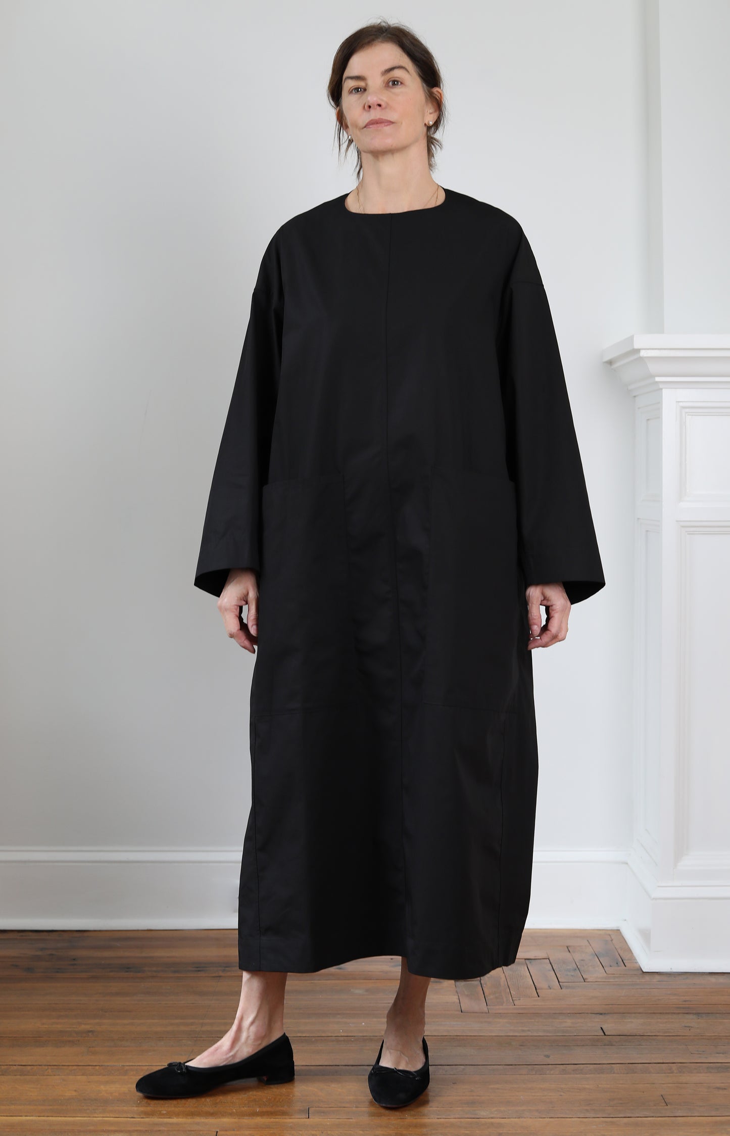 Black Draping Shirt Dress
