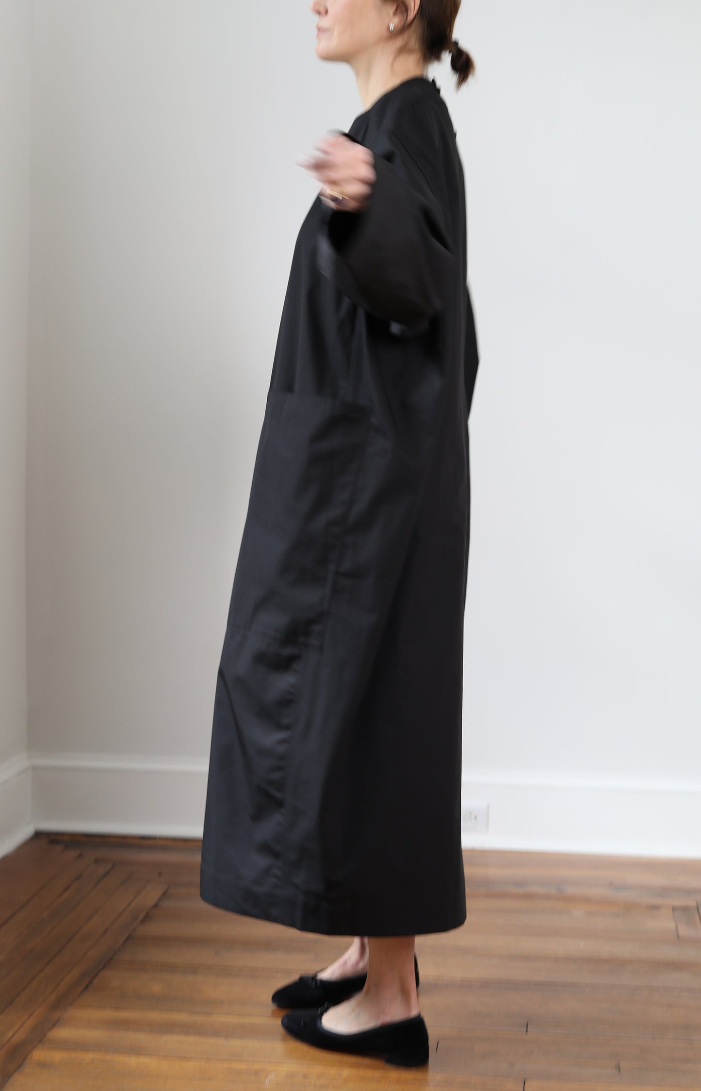 Black Draping Shirt Dress