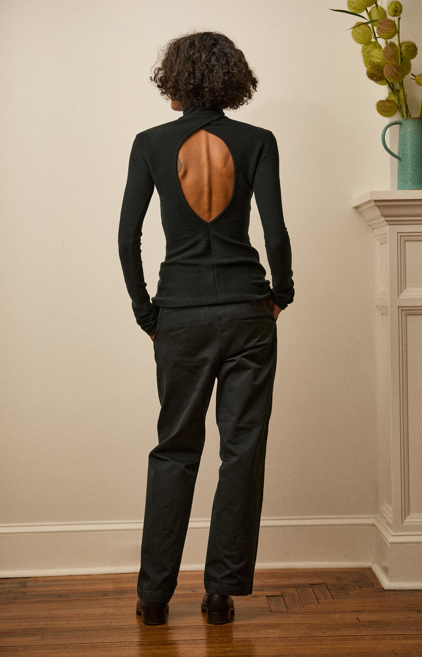 Black Keyhole Turtleneck