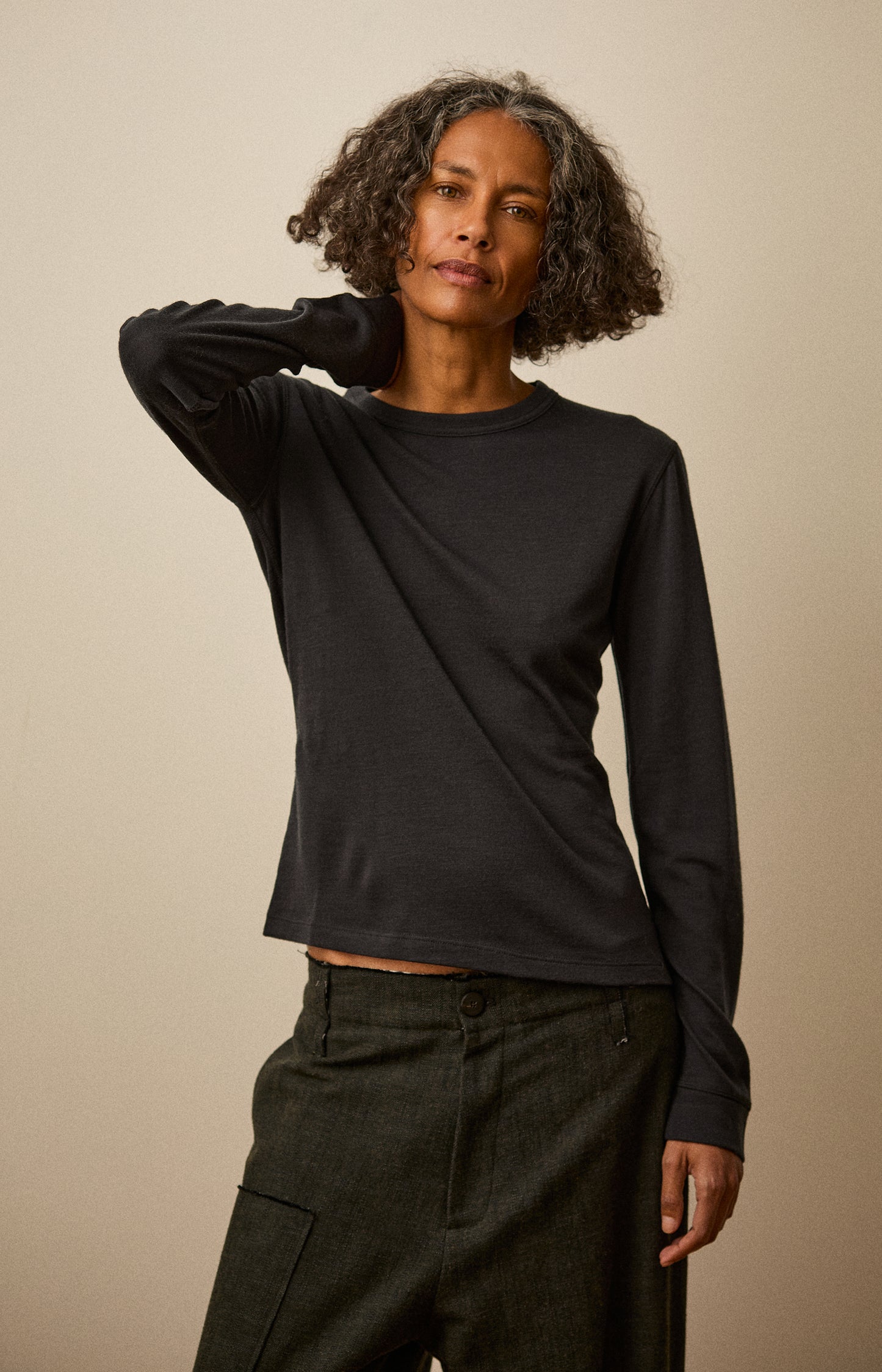Ebony Merino Long Sleeve Top