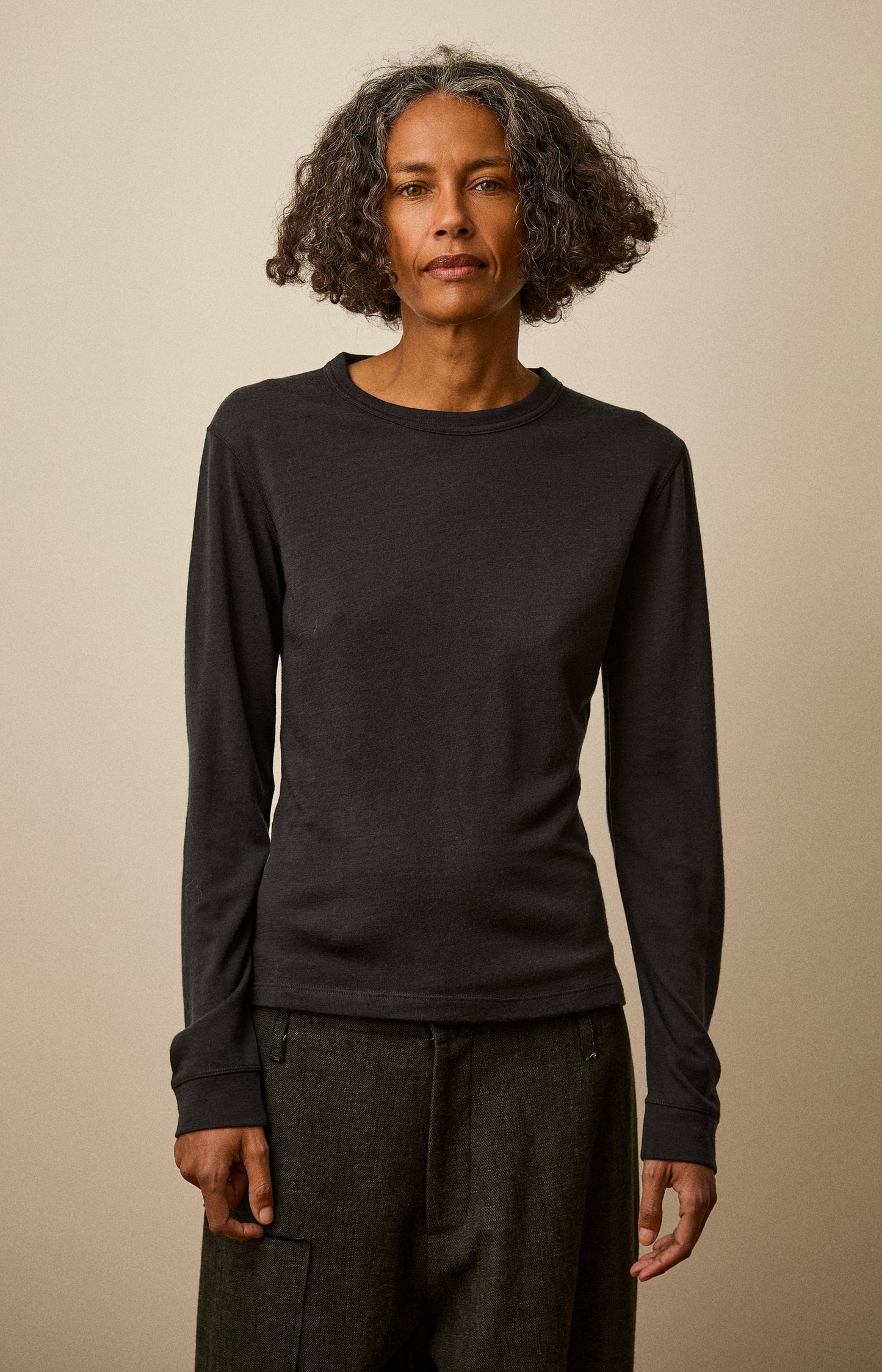 Ebony Merino Long Sleeve Top