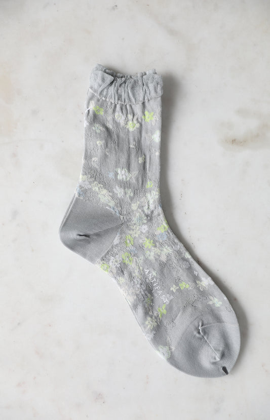 Grey Peace Flower Socks