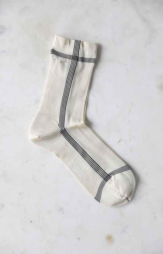 Ivory Side Line Silk Socks