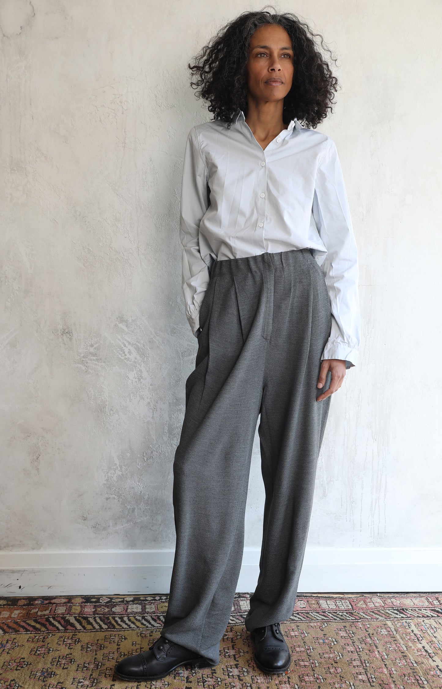 Dark Grey Silk Trousers