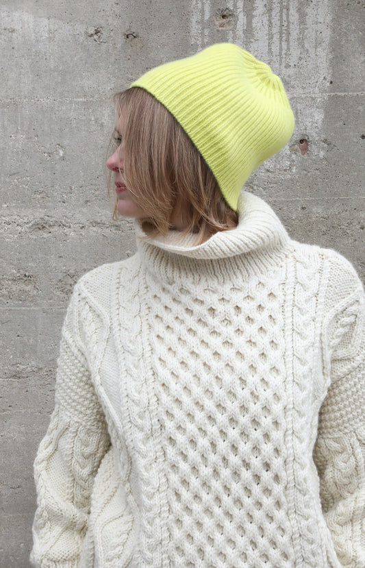 Yellow Ribbed Cashmere Cap