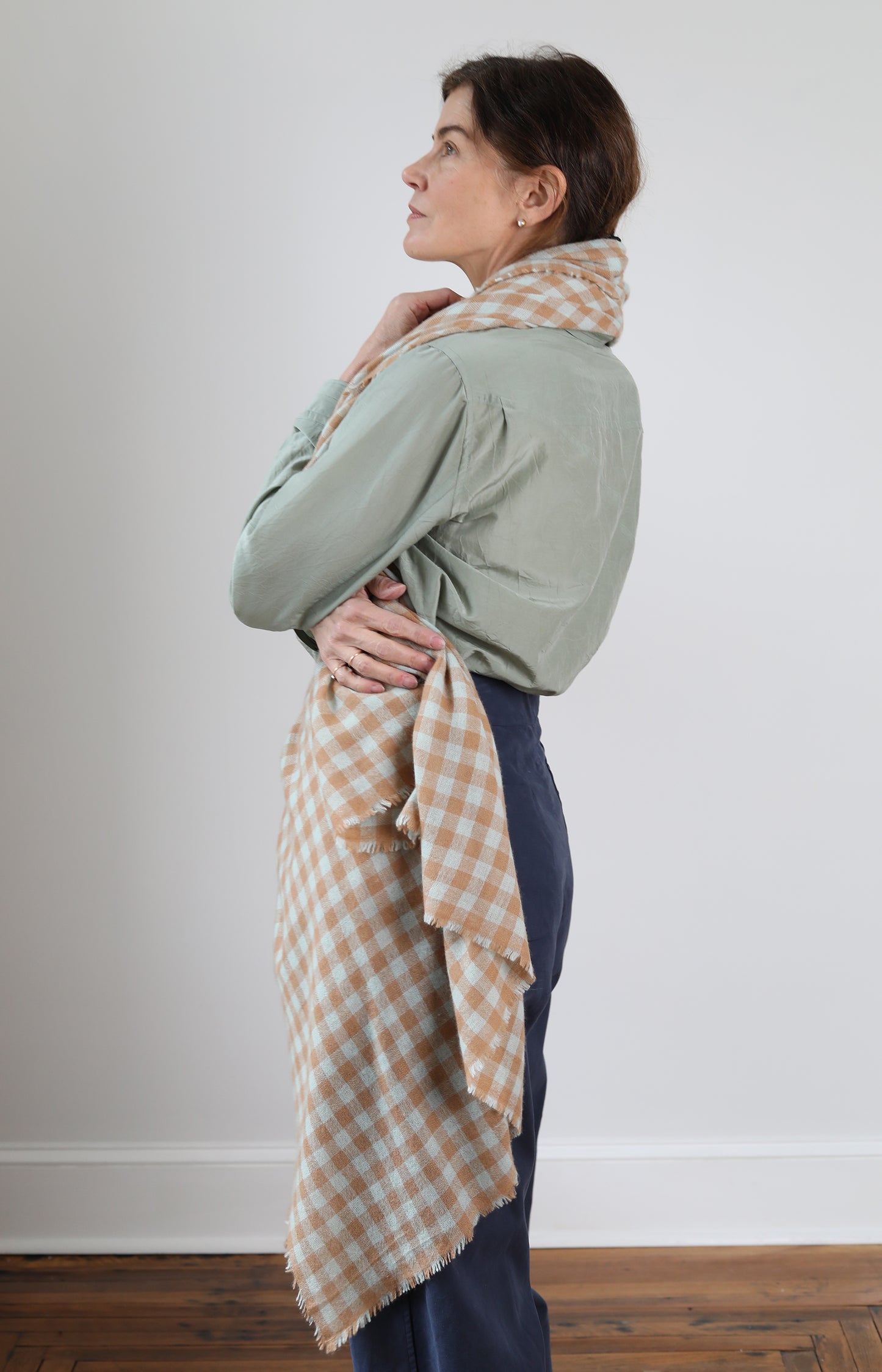 Seafoam & Camel Large Cashmere Scarf