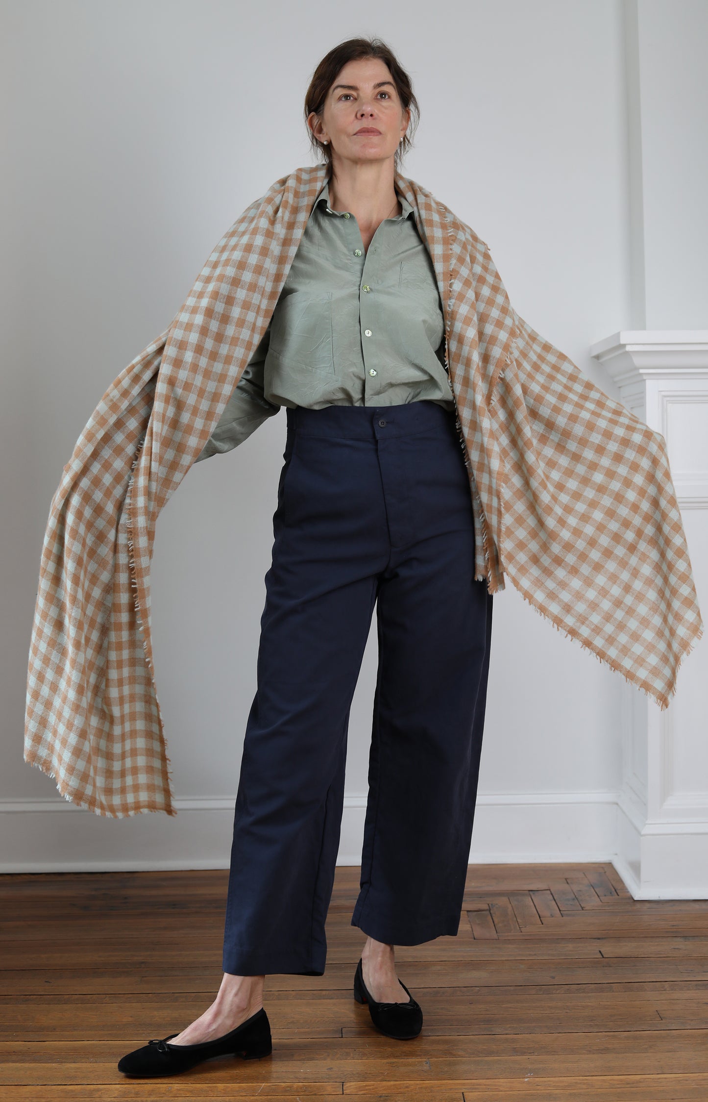Seafoam & Camel Large Cashmere Scarf