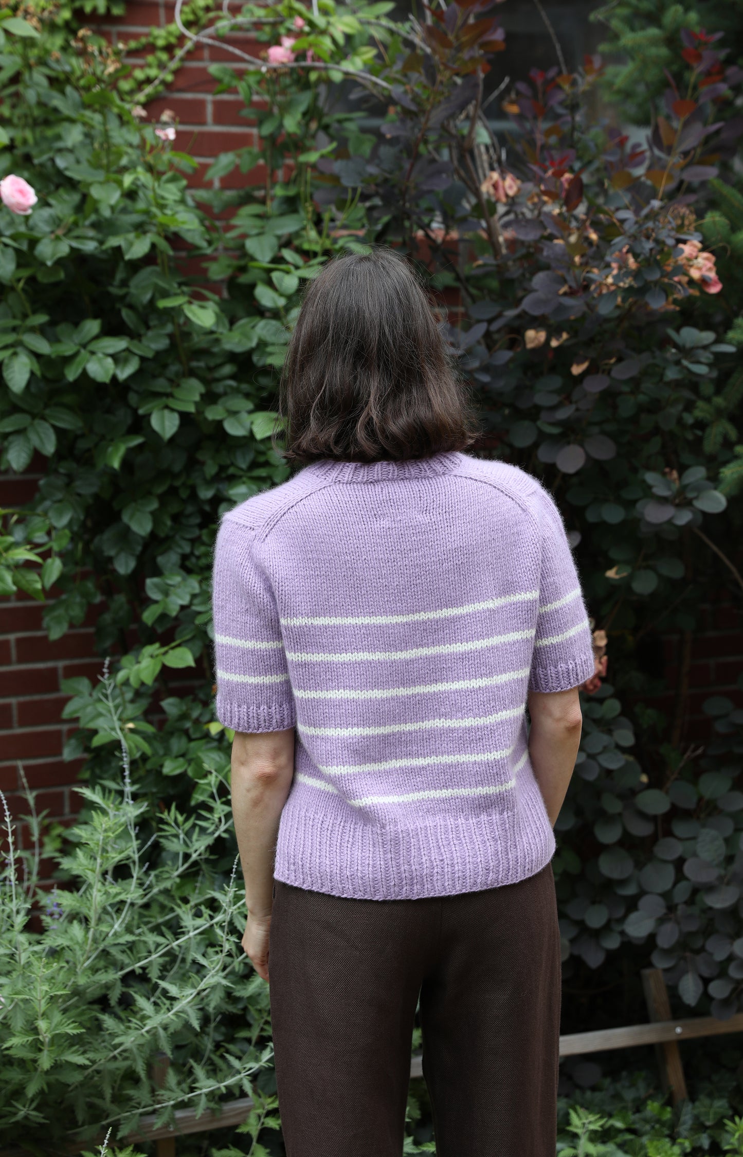 Lilac & Ivory Charlotte Striped Cashmere Tee