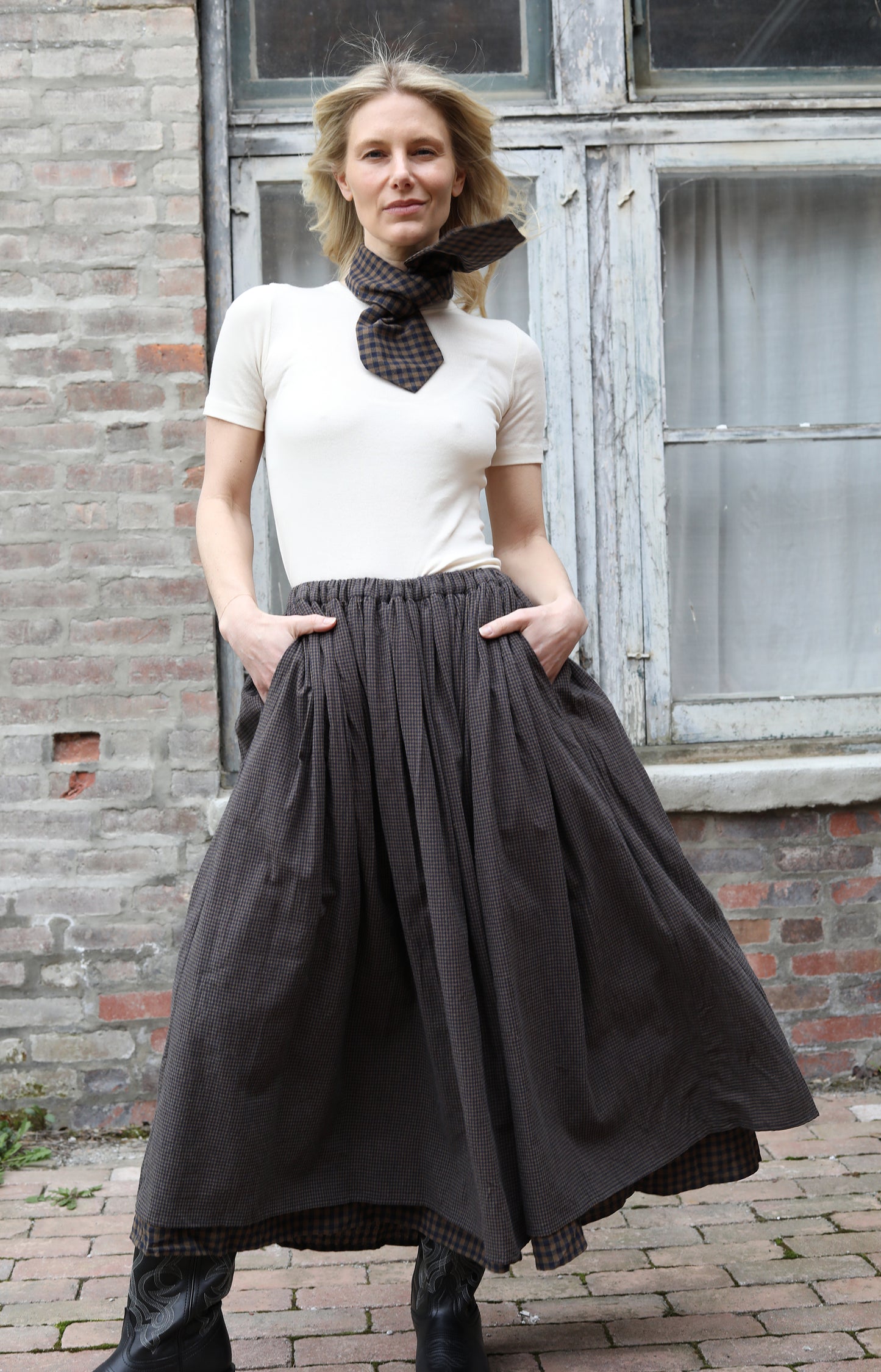 Double Layer Skirt Check Skirt
