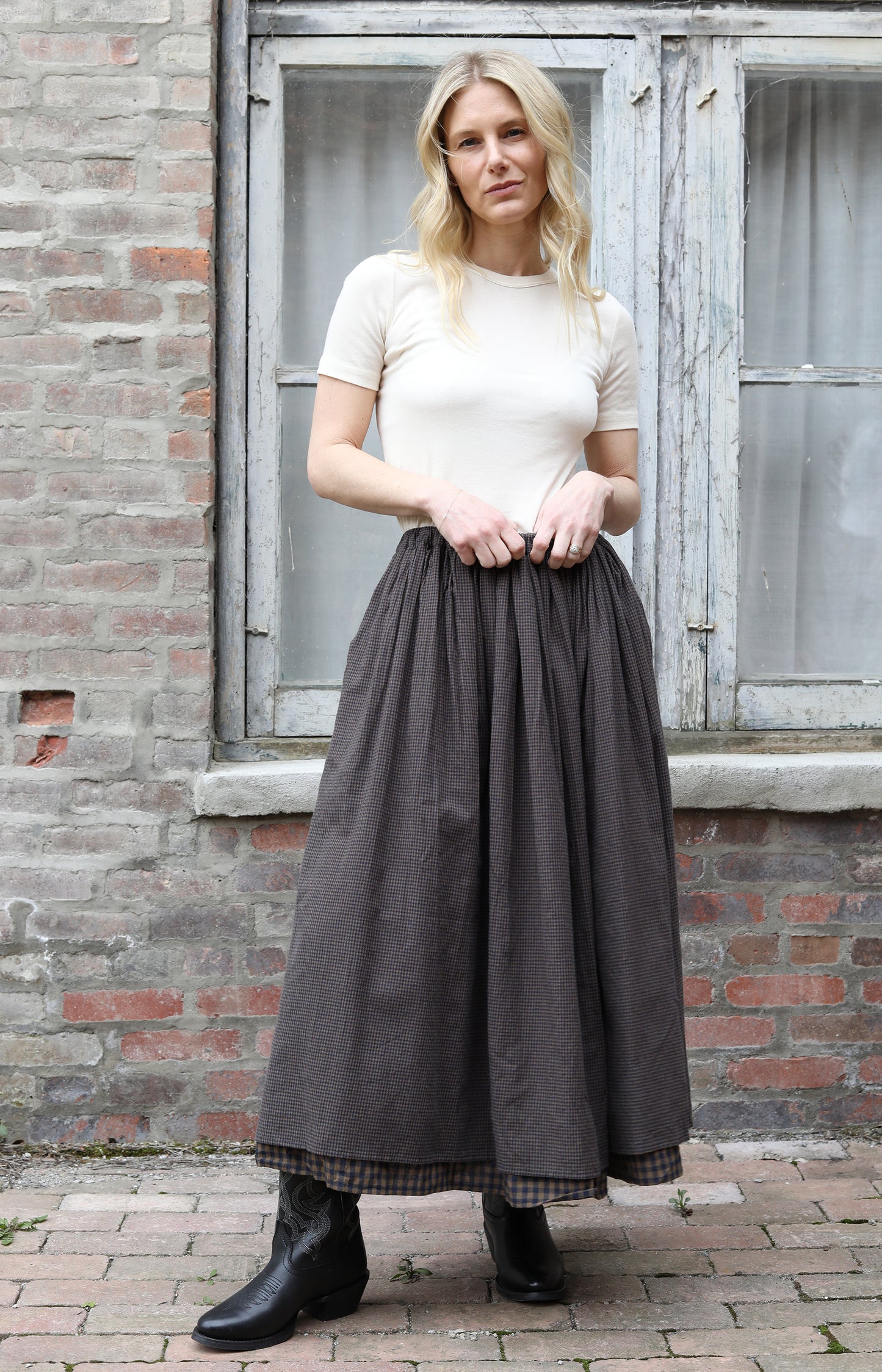 Double Layer Skirt Check Skirt