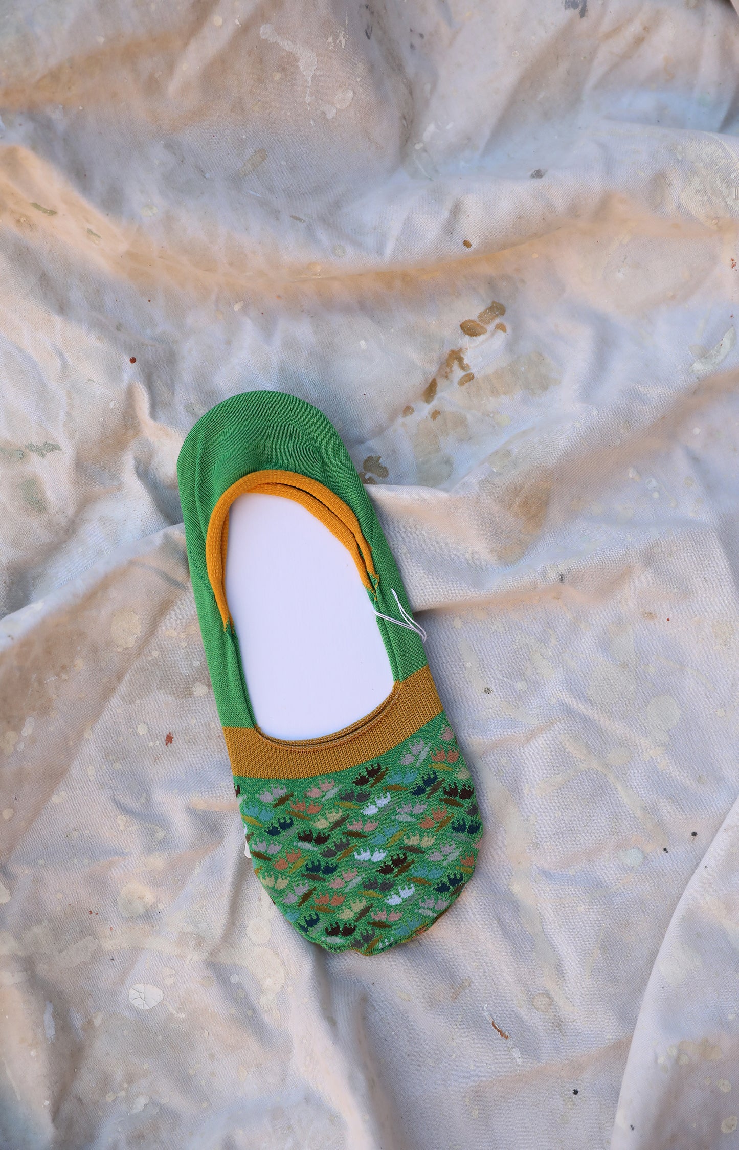Green Dancing Tulip Footie Socks