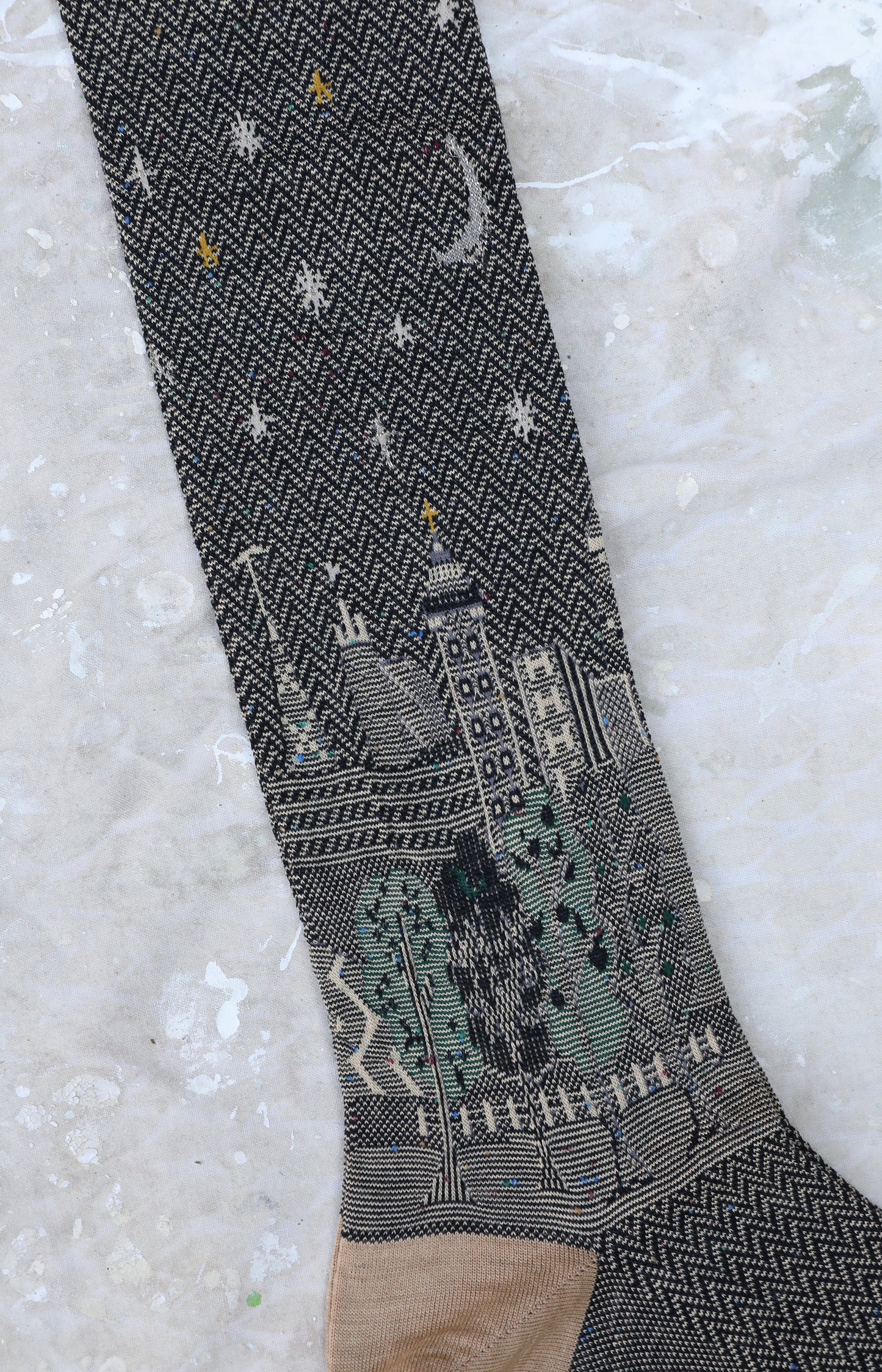 Tall Beige City Scape Socks