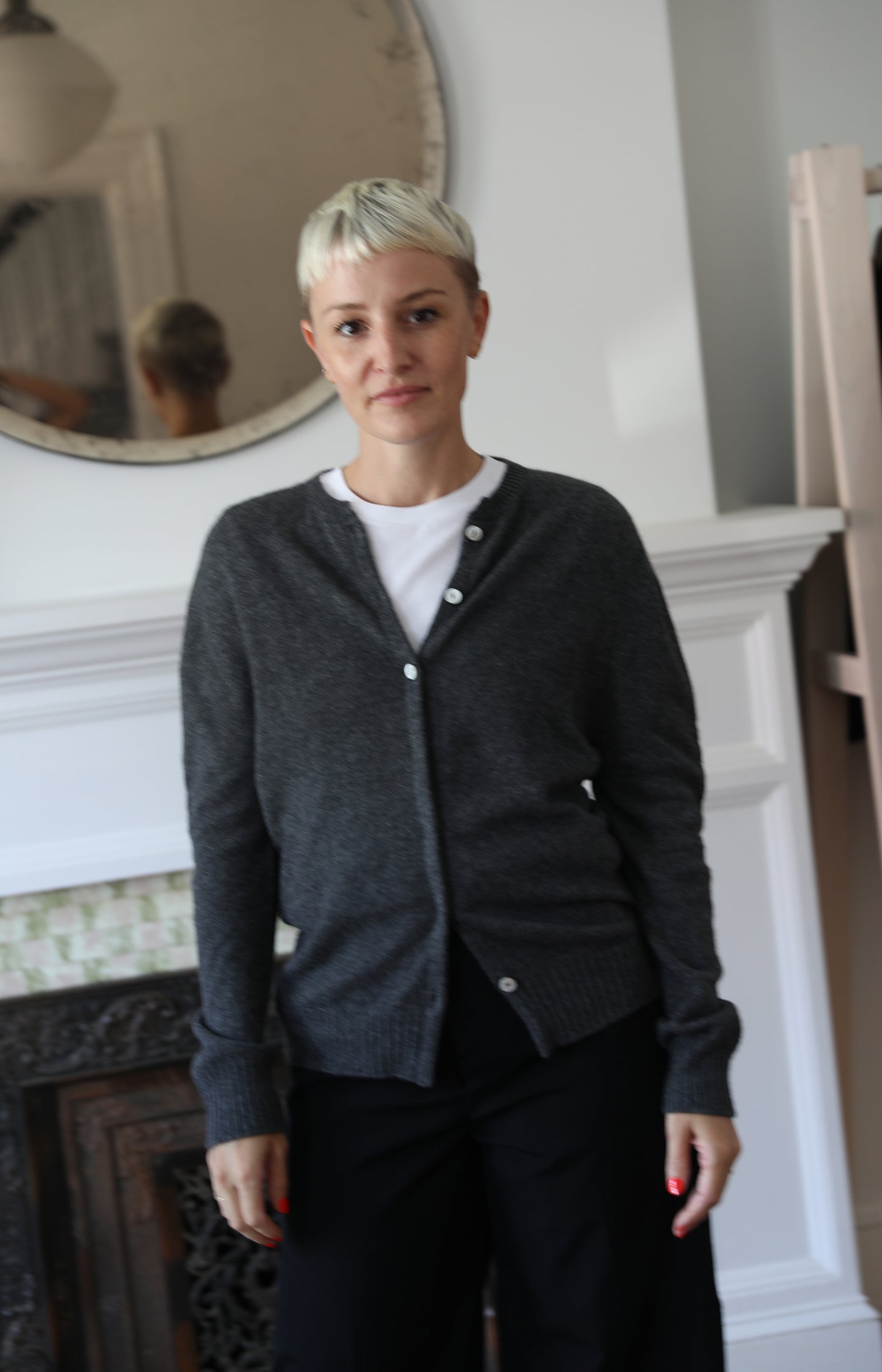 Charcoal Cashmere Cardigan
