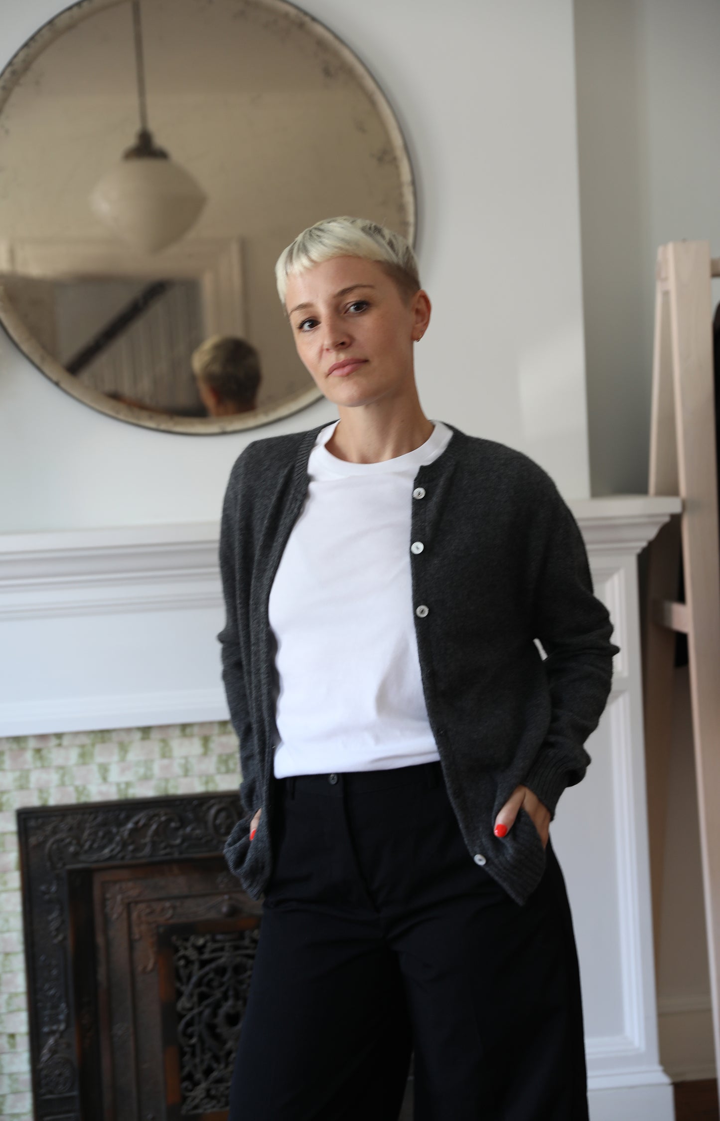 Charcoal Cashmere Cardigan