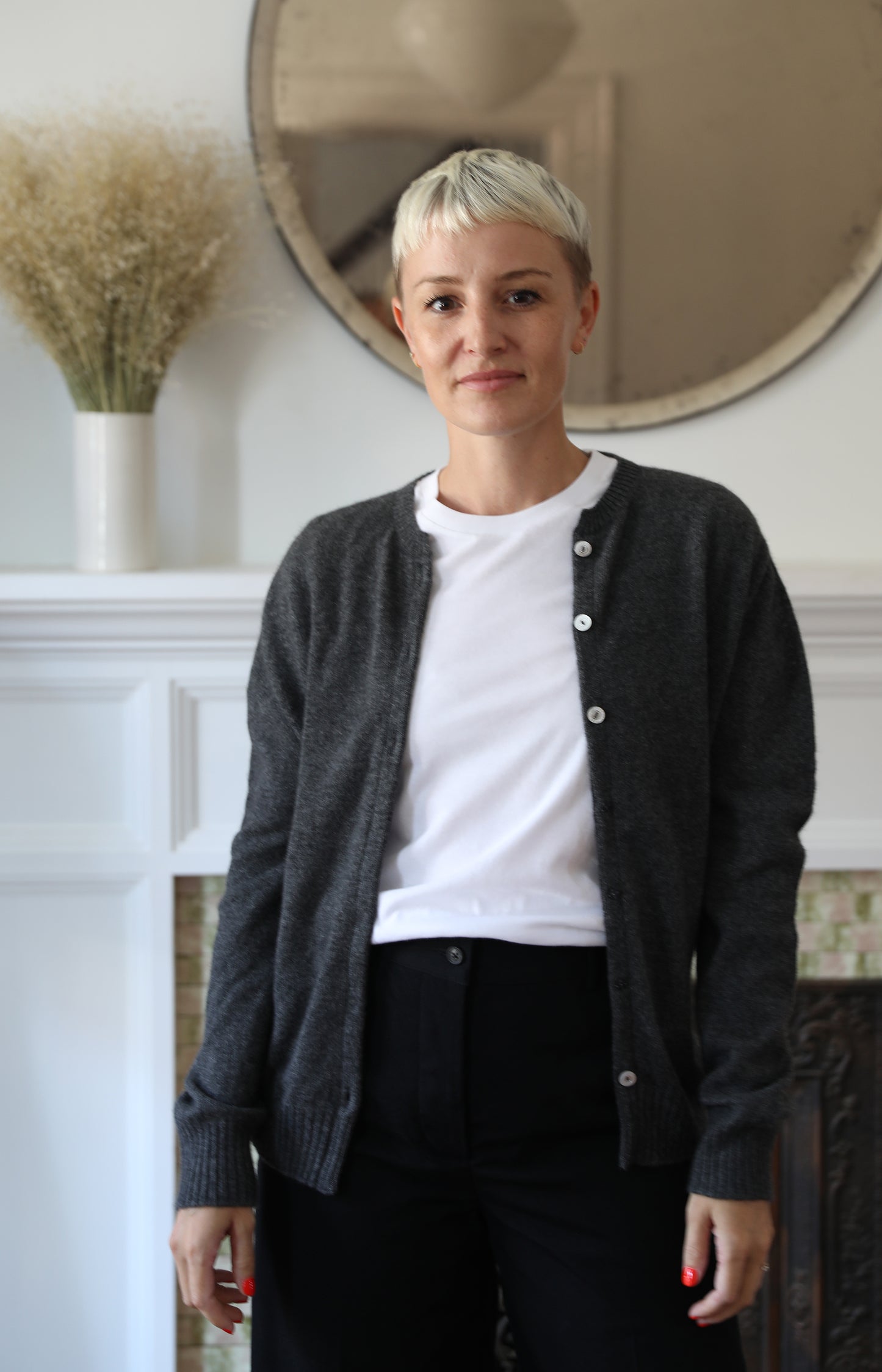 Charcoal Cashmere Cardigan