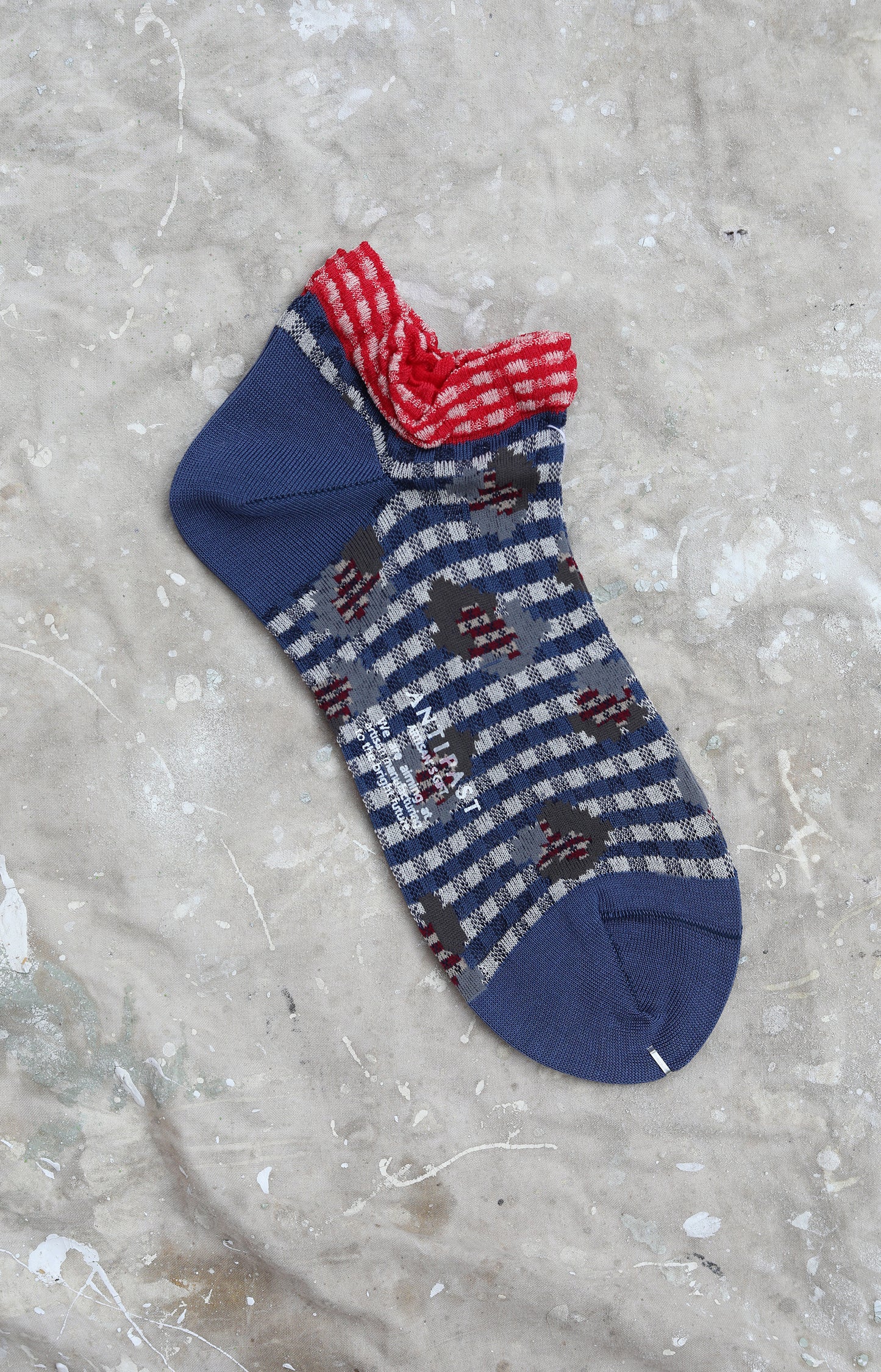 Blue Jungle Check Ankle Socks