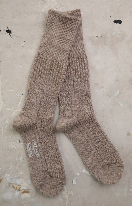Beige Cable Knit Socks