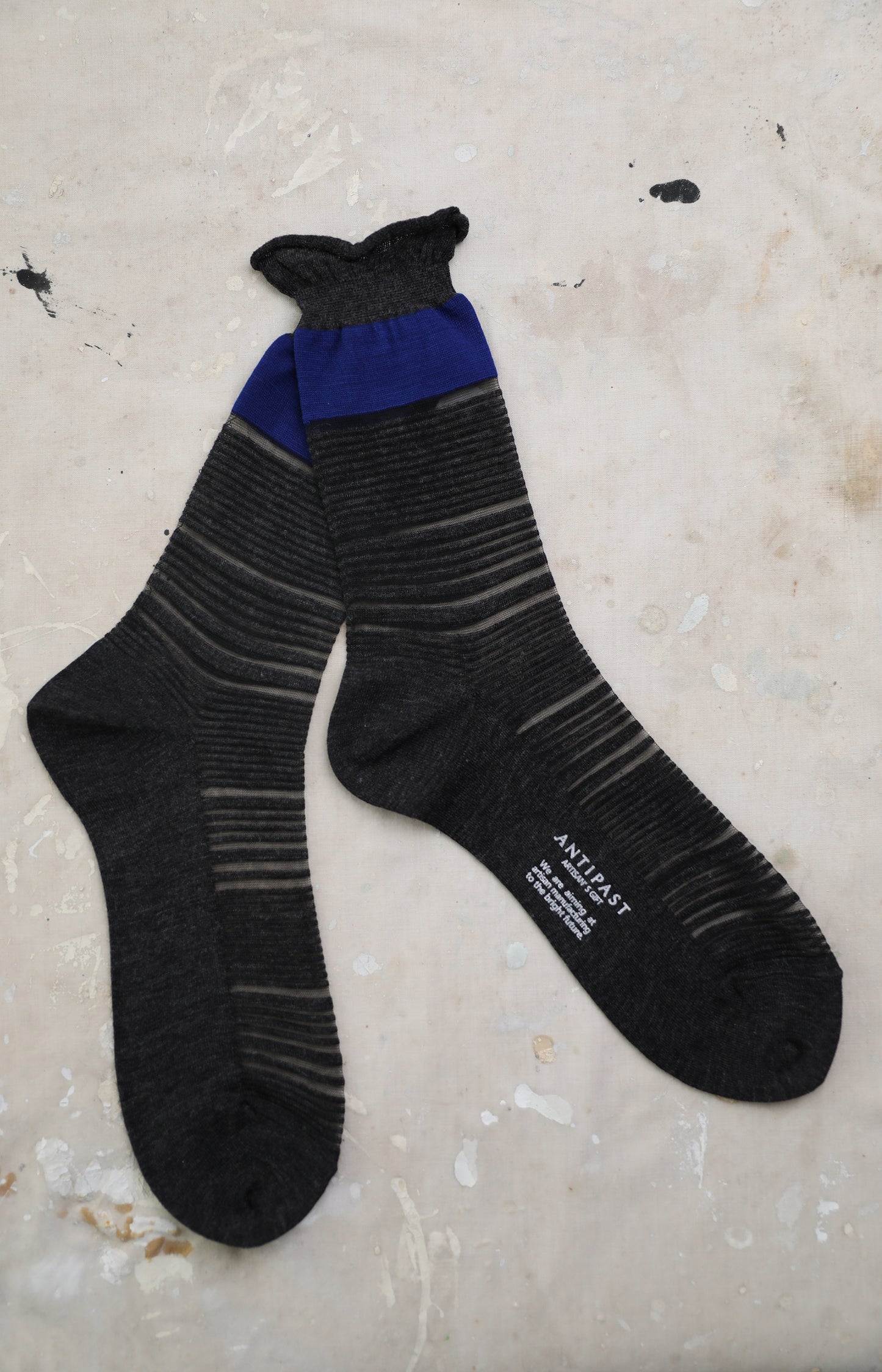 Charcoal Lace Border Socks