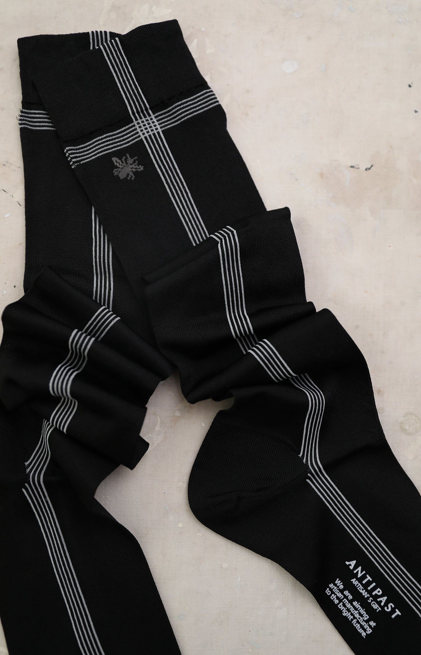 Tall Black Silk Side Line Socks