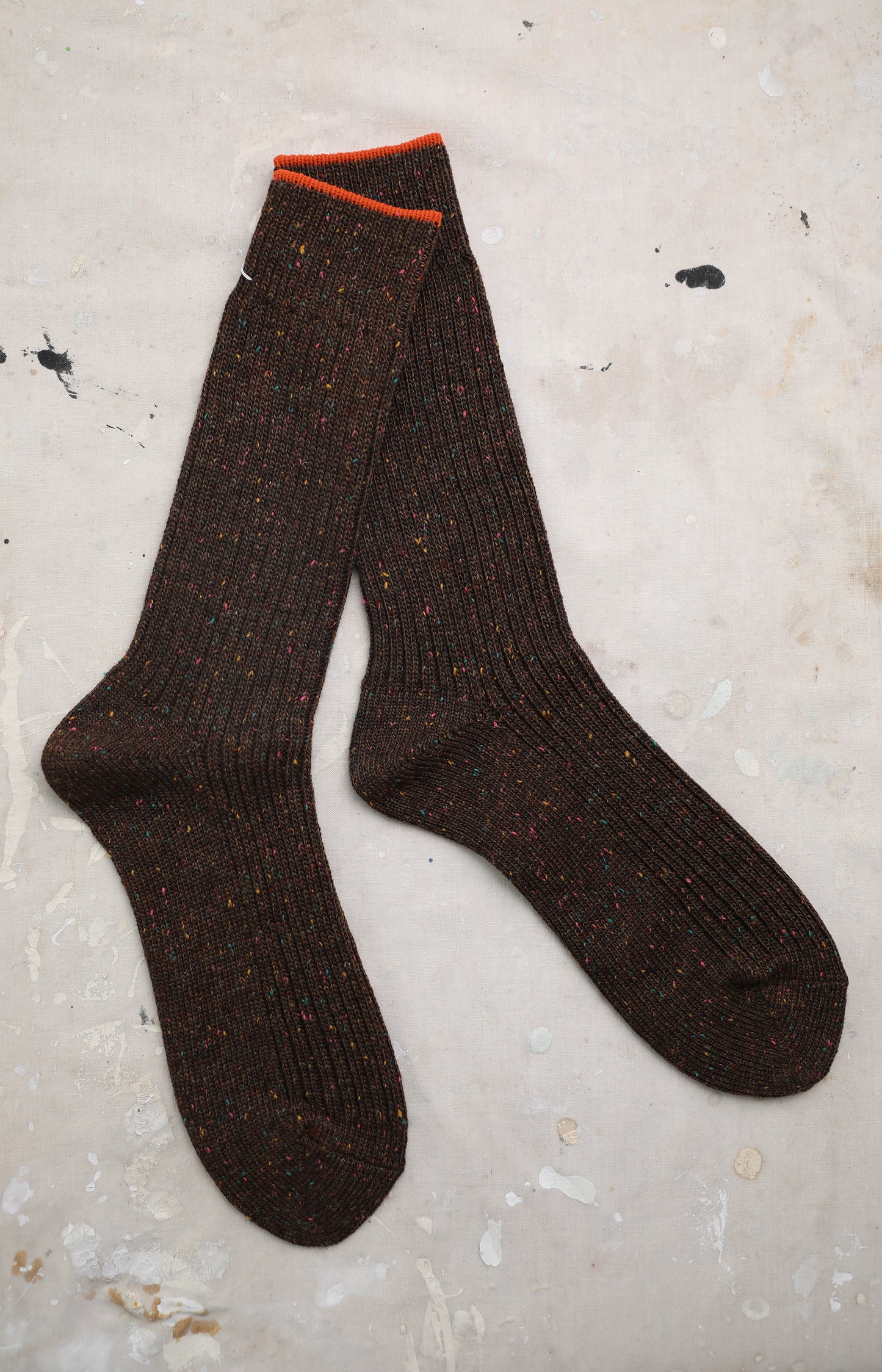 Brown Rib Knit Socks