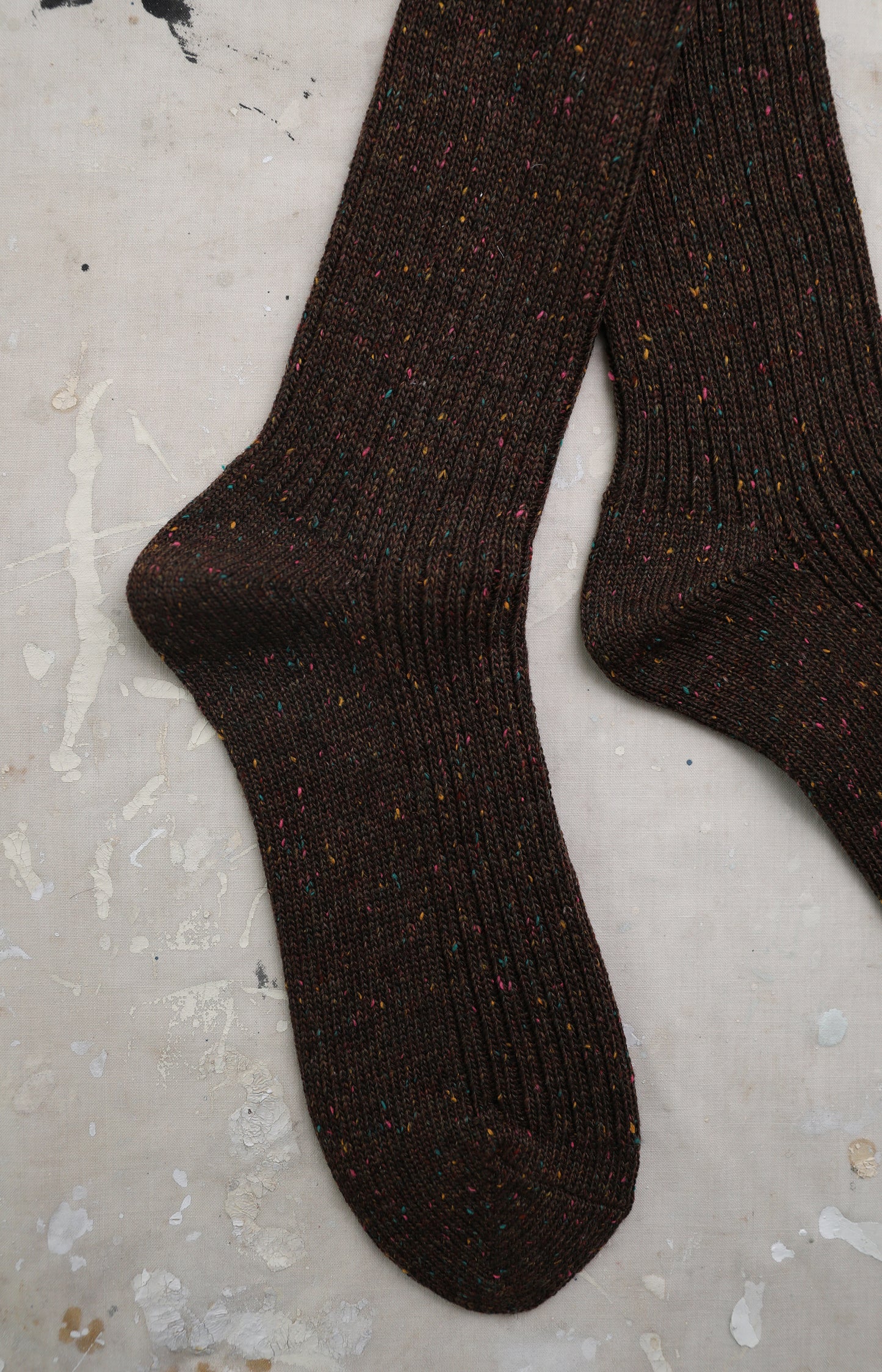 Brown Rib Knit Socks