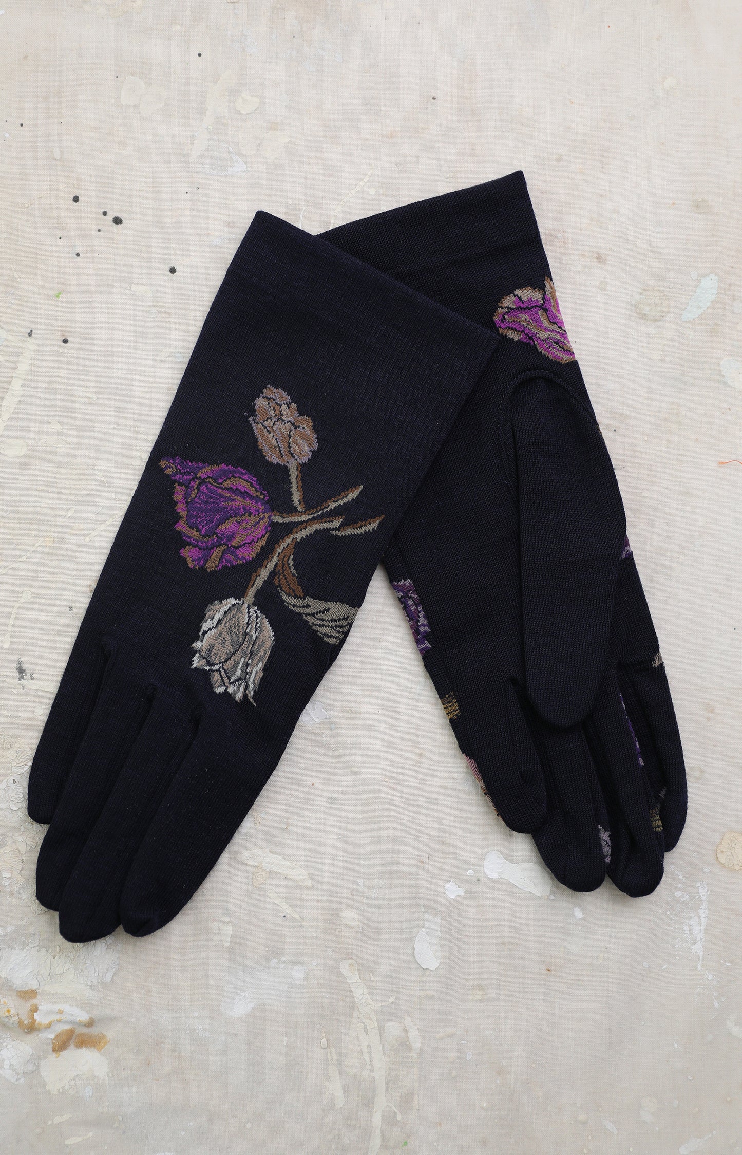 Navy Tulip Gloves