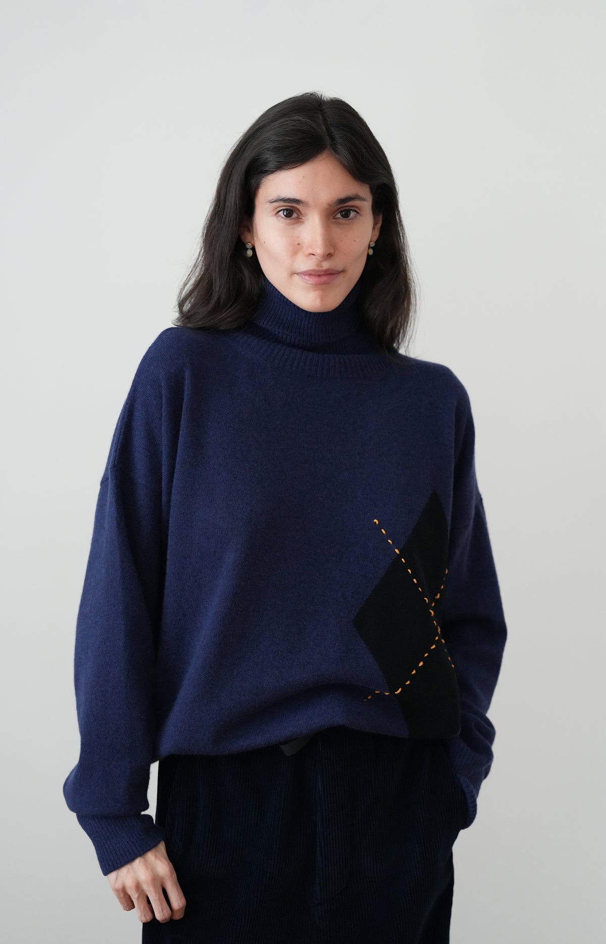Blue Argyle Turtleneck