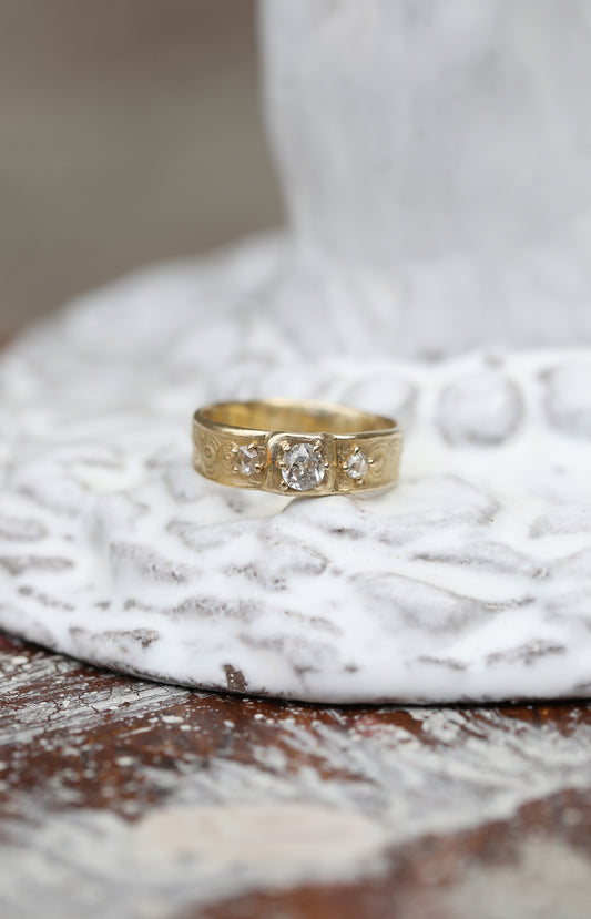 Old Mine Cut Gold Diamond Ring