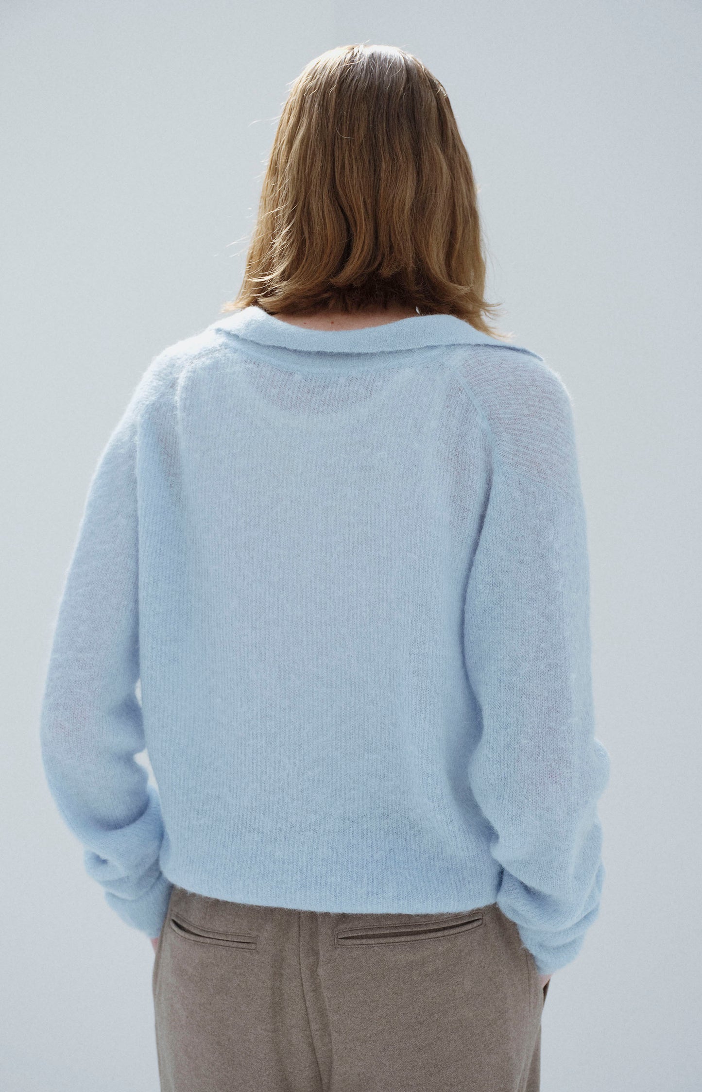 Baby Suri Alpaca Sheer Knit Skipper Polo