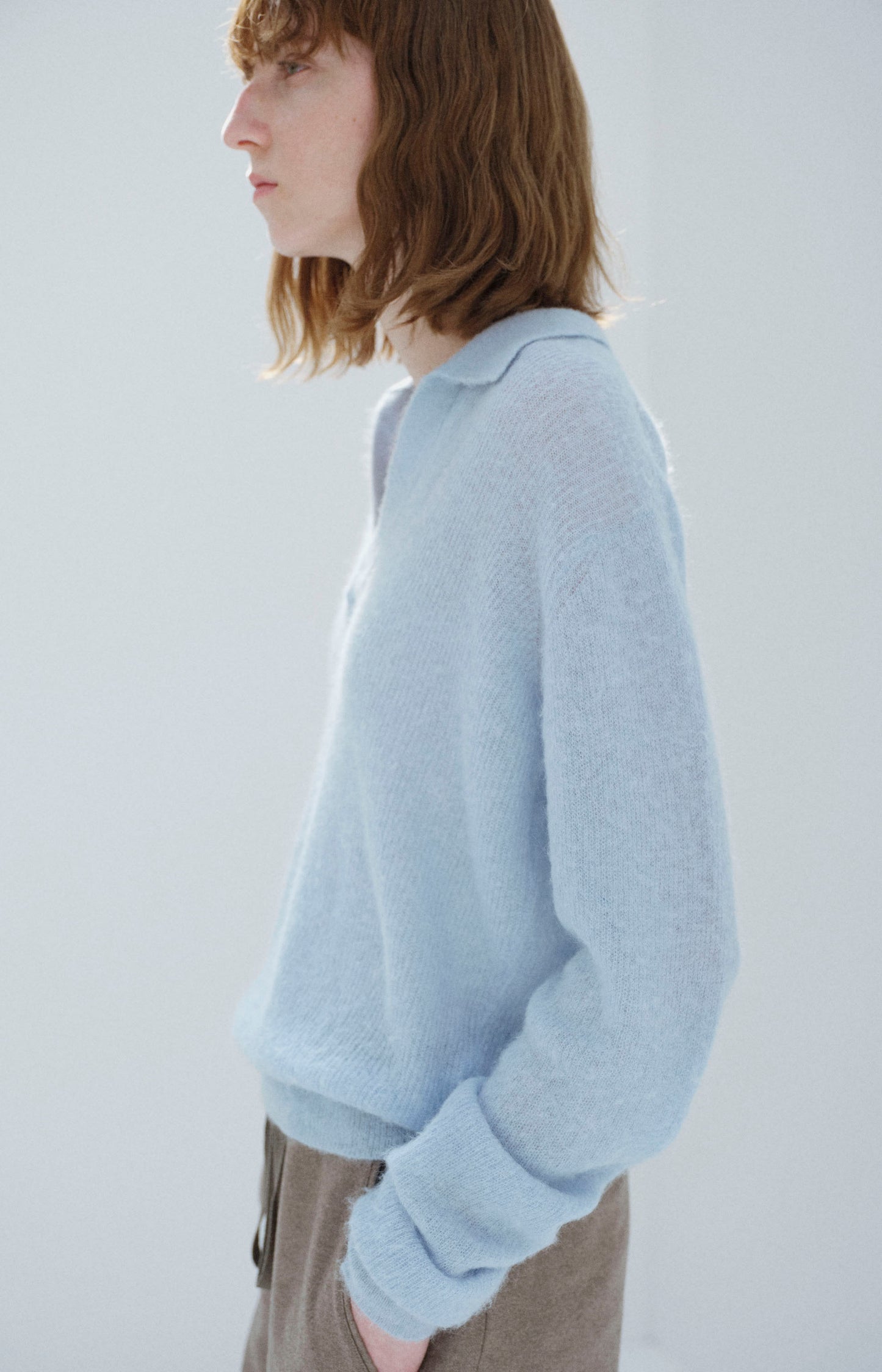 Baby Suri Alpaca Sheer Knit Skipper Polo