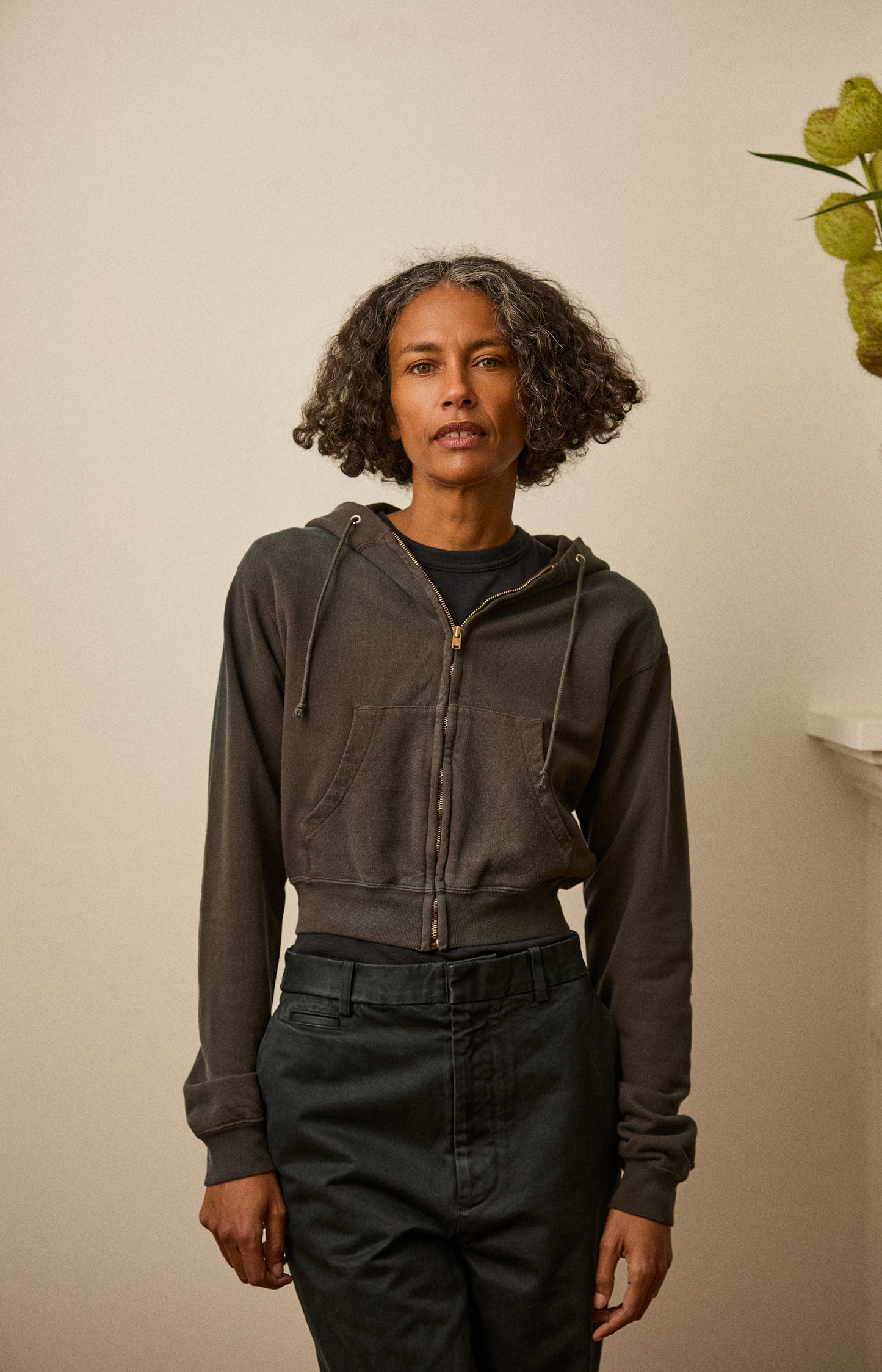 Ink Black Pima Light Zip Sweatshirt