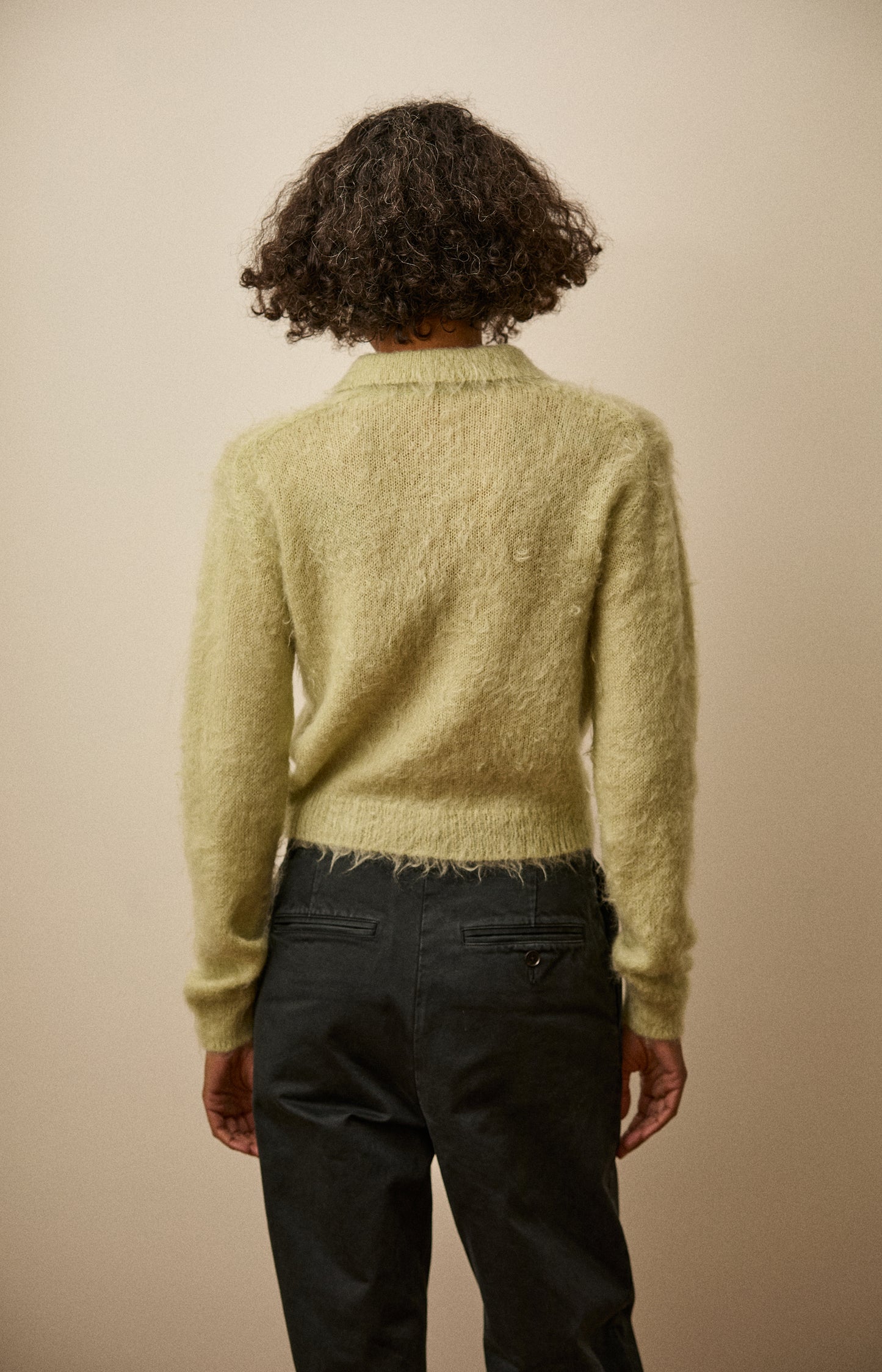 Light Khaki Mohair Knit Polo
