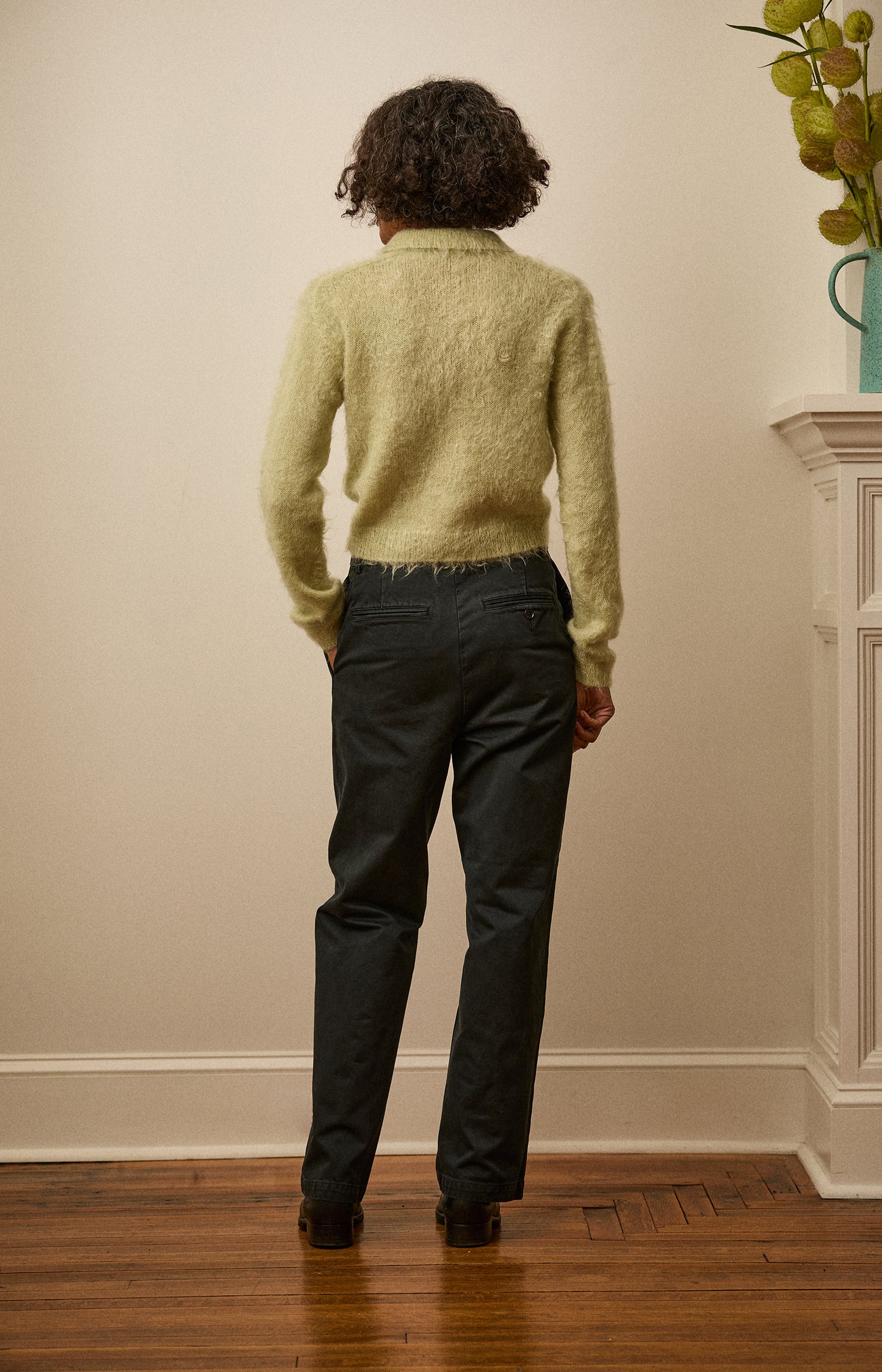 Light Khaki Mohair Knit Polo
