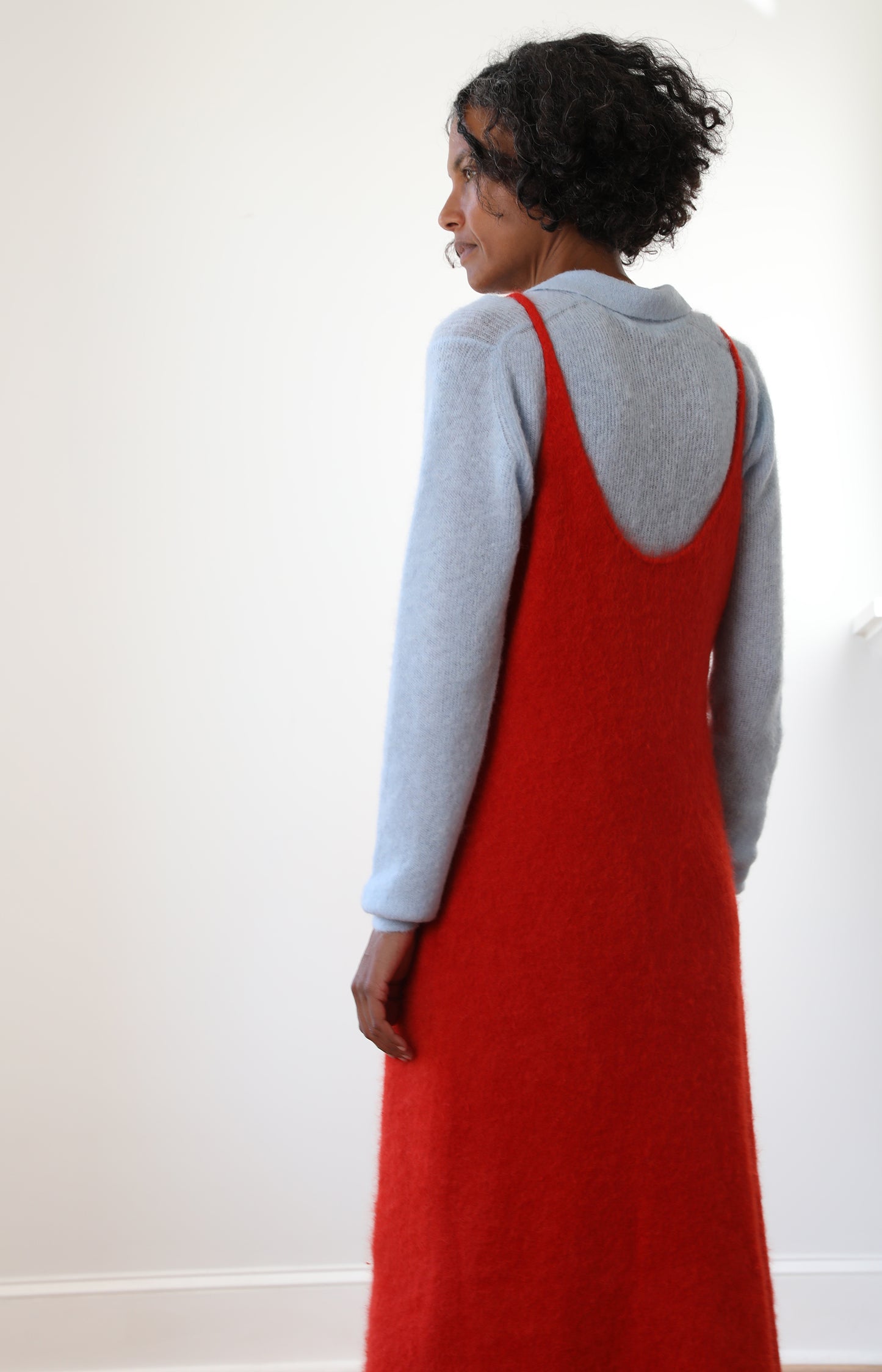 Garment-dyed Baby Alpaca Fur Knit Dress